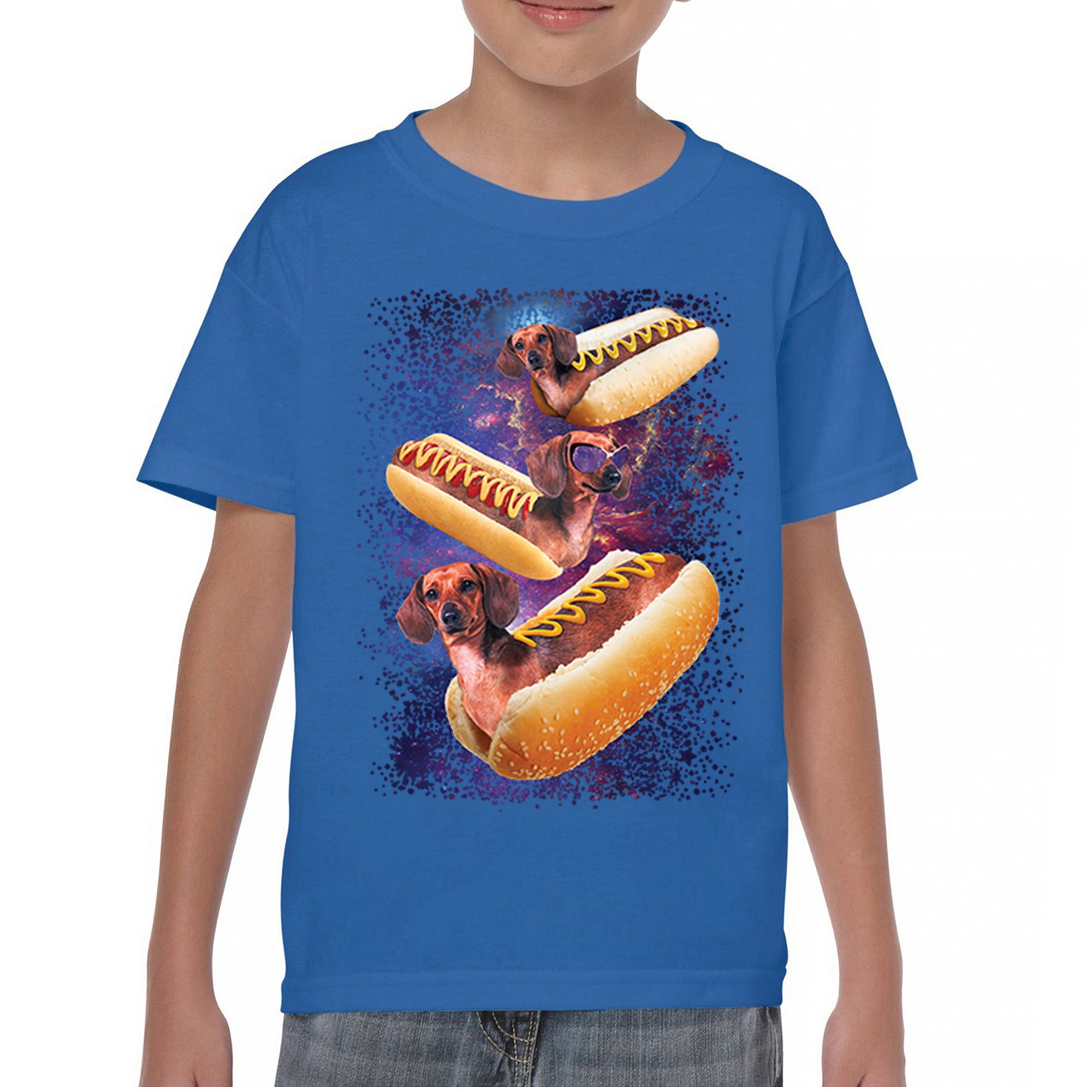 Space Weiners Youth T-shirt Fun Dachshund Hot Dog Animal Lover Pet Owner Kids - Picture 37 of 50