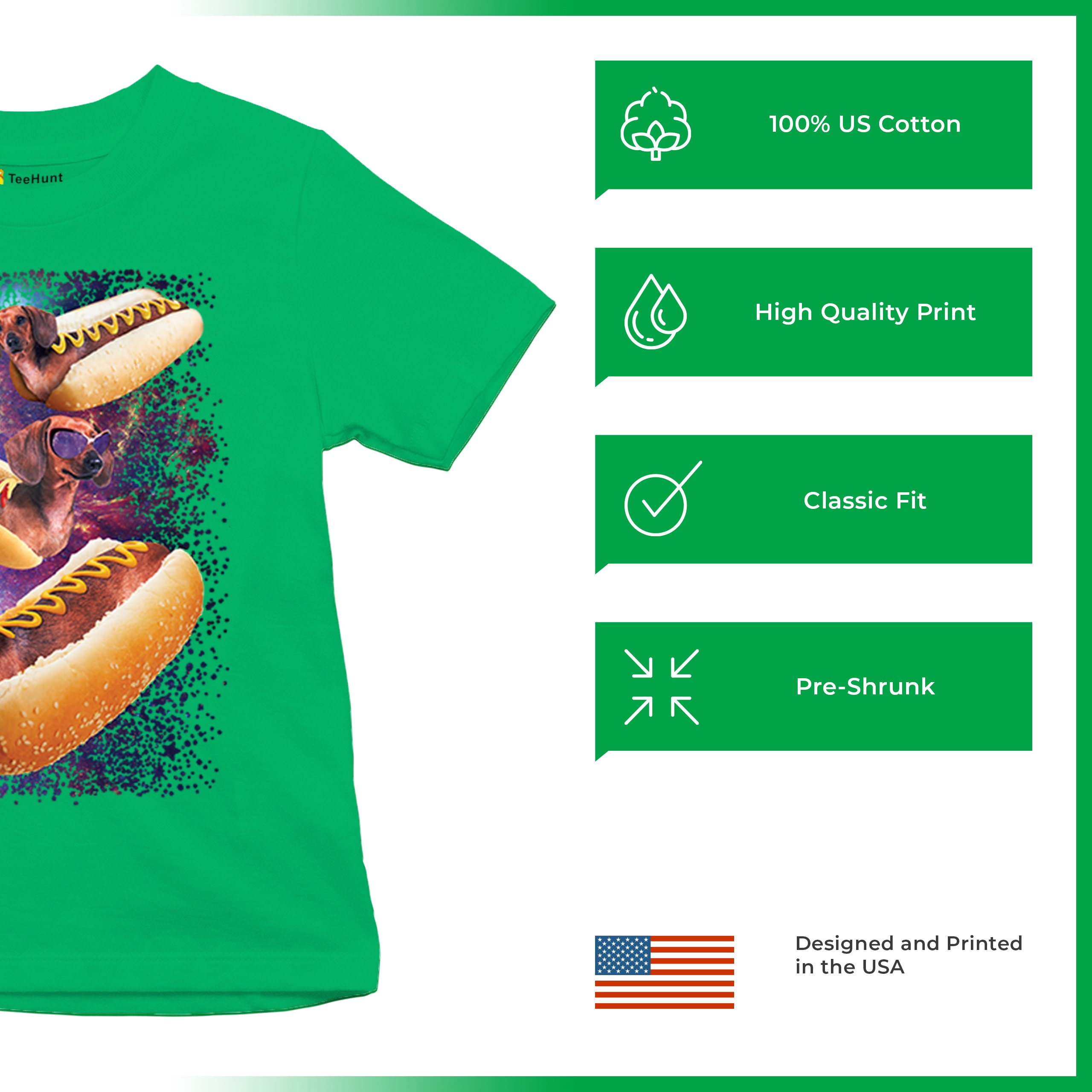 Space Weiners Youth T-shirt Fun Dachshund Hot Dog Animal Lover Pet Owner Kids - Picture 35 of 50