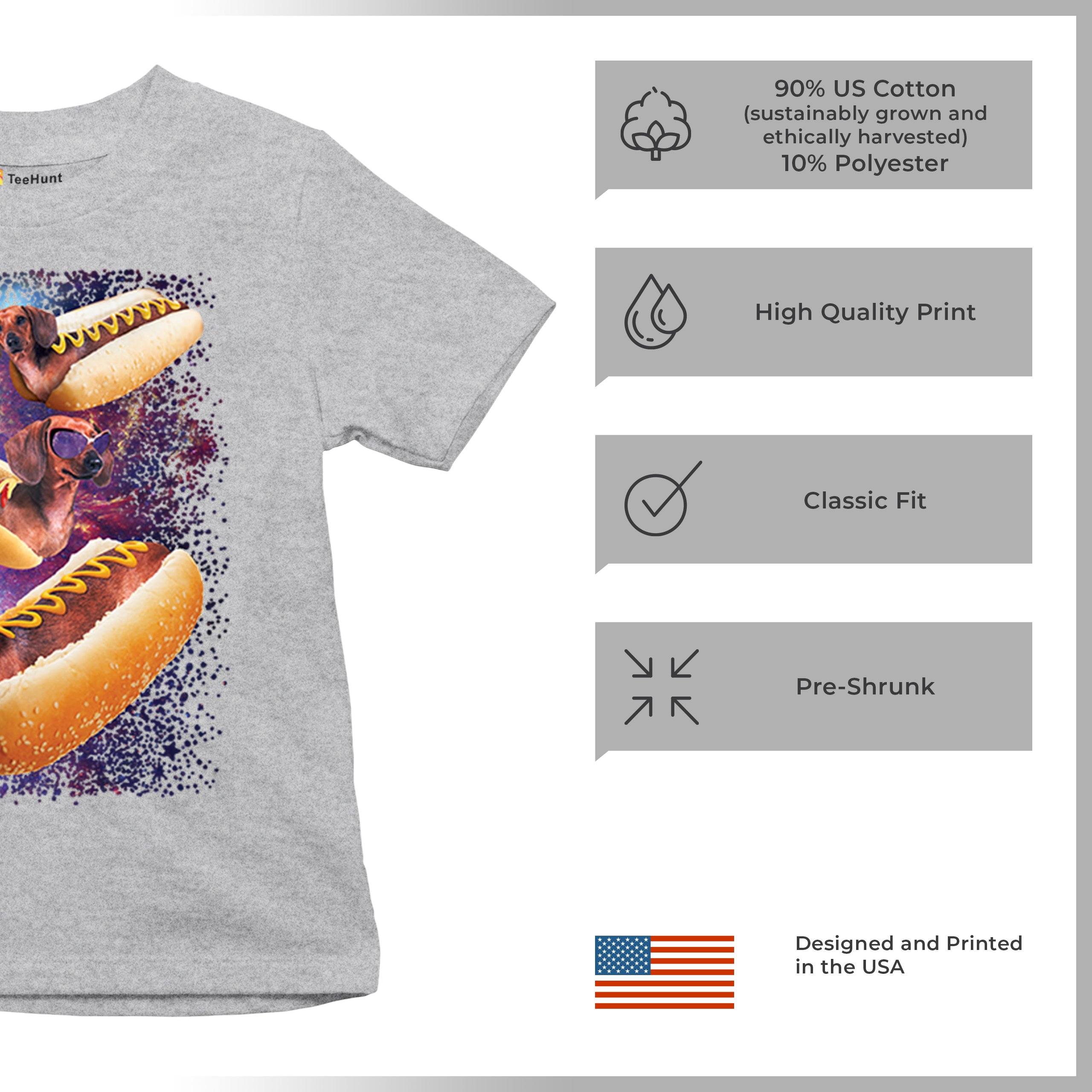 Space Weiners Youth T-shirt Fun Dachshund Hot Dog Animal Lover Pet Owner Kids - Picture 14 of 50