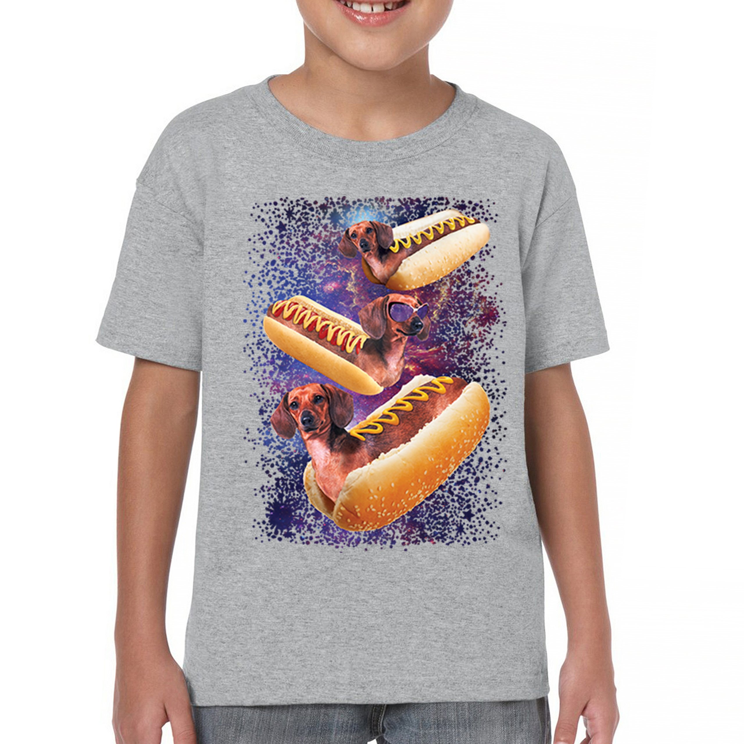 Space Weiners Youth T-shirt Fun Dachshund Hot Dog Animal Lover Pet Owner Kids - Picture 9 of 50