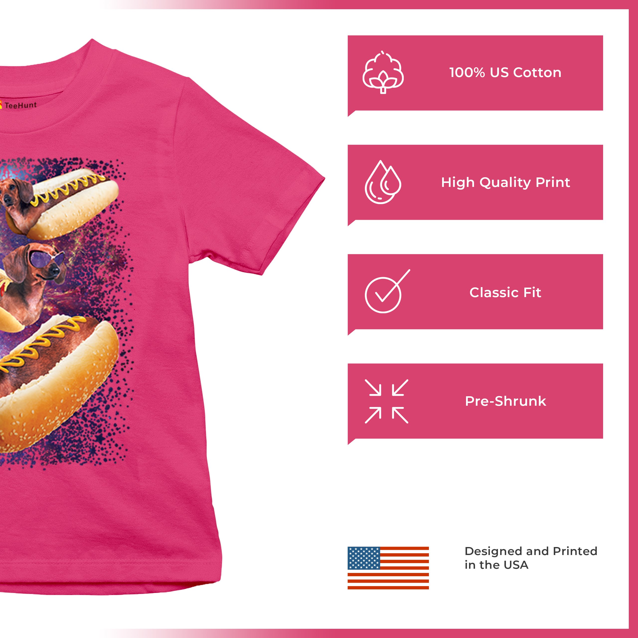 Space Weiners Youth T-shirt Fun Dachshund Hot Dog Animal Lover Pet Owner Kids - Picture 49 of 50
