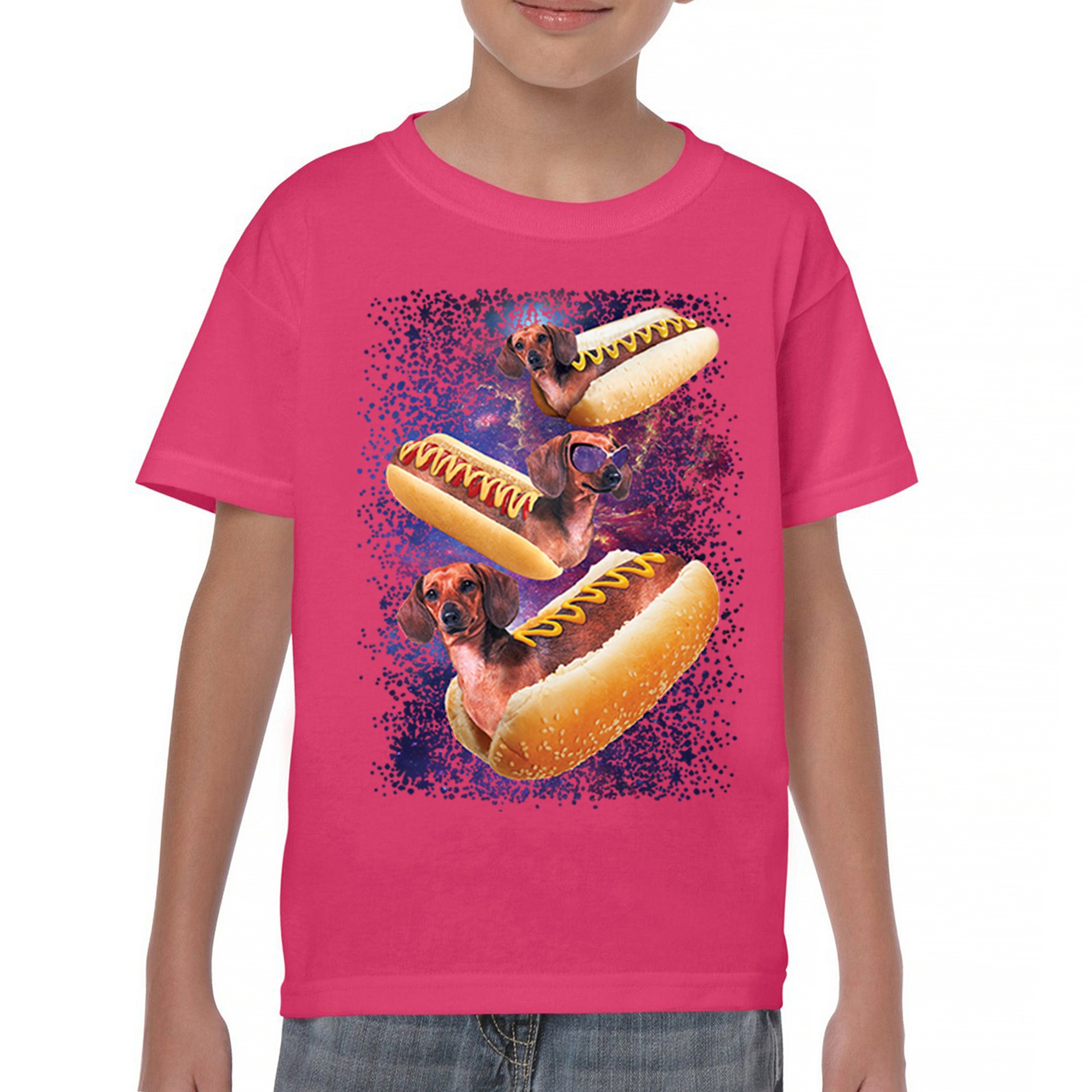 Space Weiners Youth T-shirt Fun Dachshund Hot Dog Animal Lover Pet Owner Kids - Picture 44 of 50