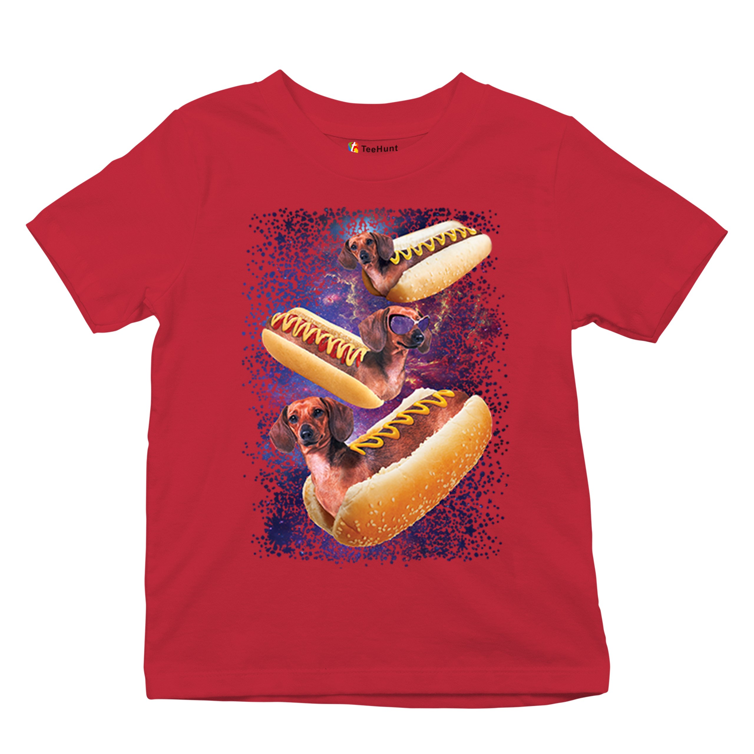 Space Weiners Youth T-shirt Fun Dachshund Hot Dog Animal Lover Pet Owner Kids - Picture 20 of 50