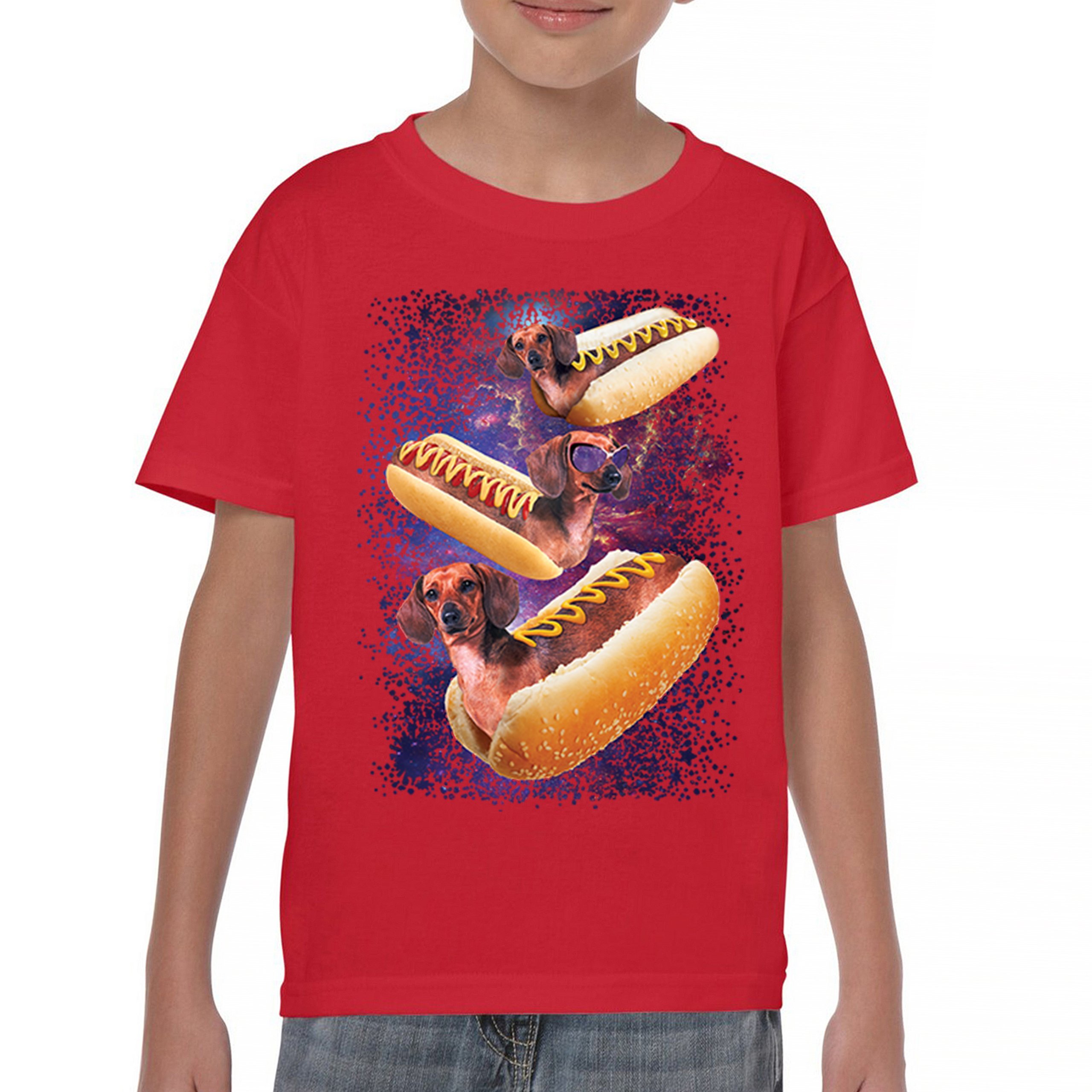 Space Weiners Youth T-shirt Fun Dachshund Hot Dog Animal Lover Pet Owner Kids - Picture 16 of 50