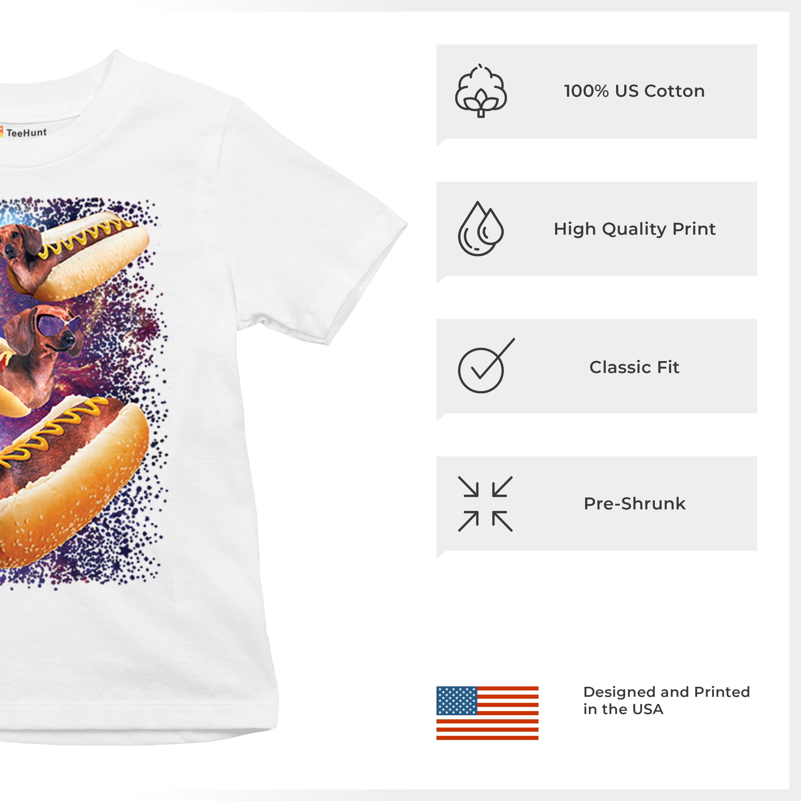 Space Weiners Youth T-shirt Fun Dachshund Hot Dog Animal Lover Pet Owner Kids - Picture 28 of 50