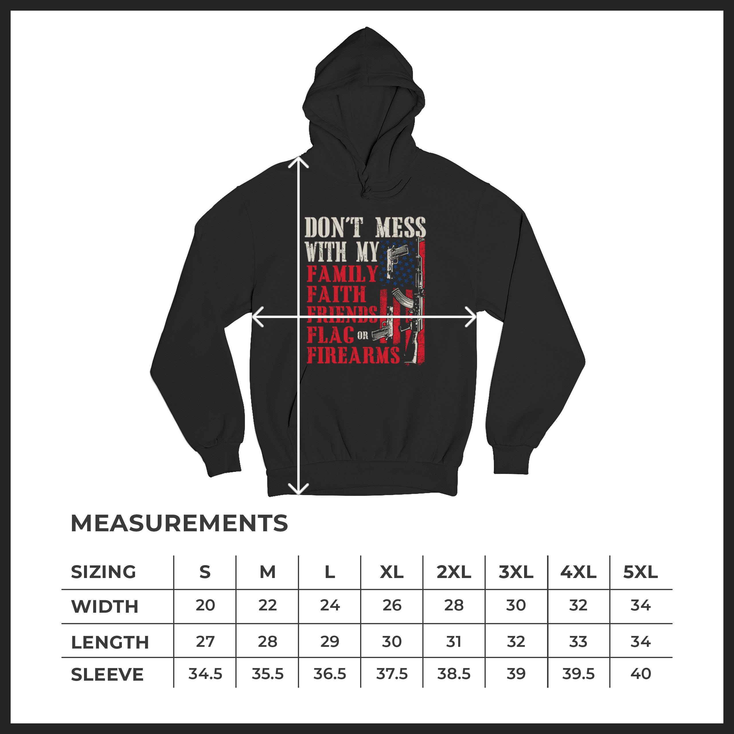 Don’t Mess With My Family Sweatshirt Faith Flag Friends Firearms 2A Hoodie - Picture 8 of 15