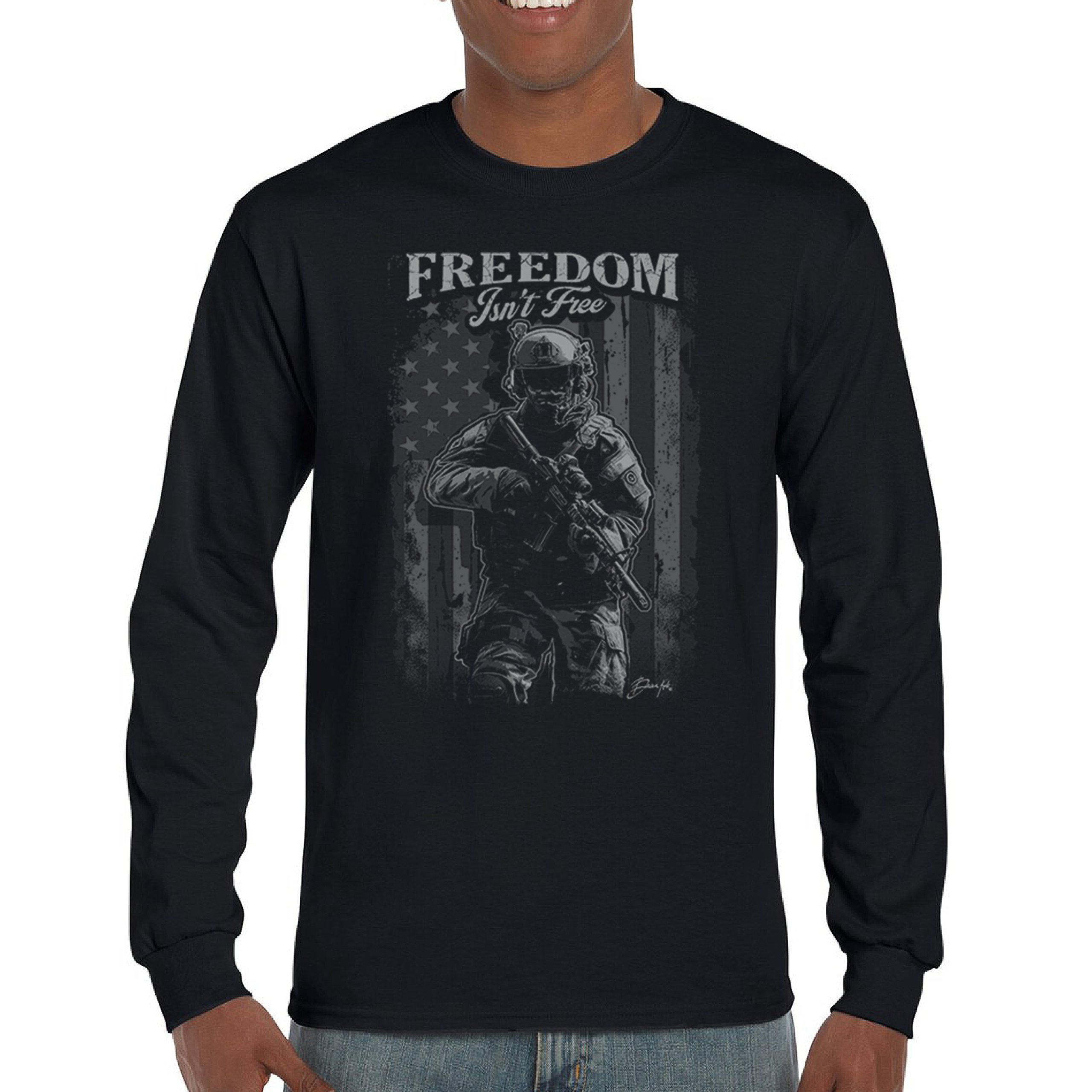 Freedom Isn’t Free Long Sleeve T-shirt American Hero Patriotic Soldier DD 214