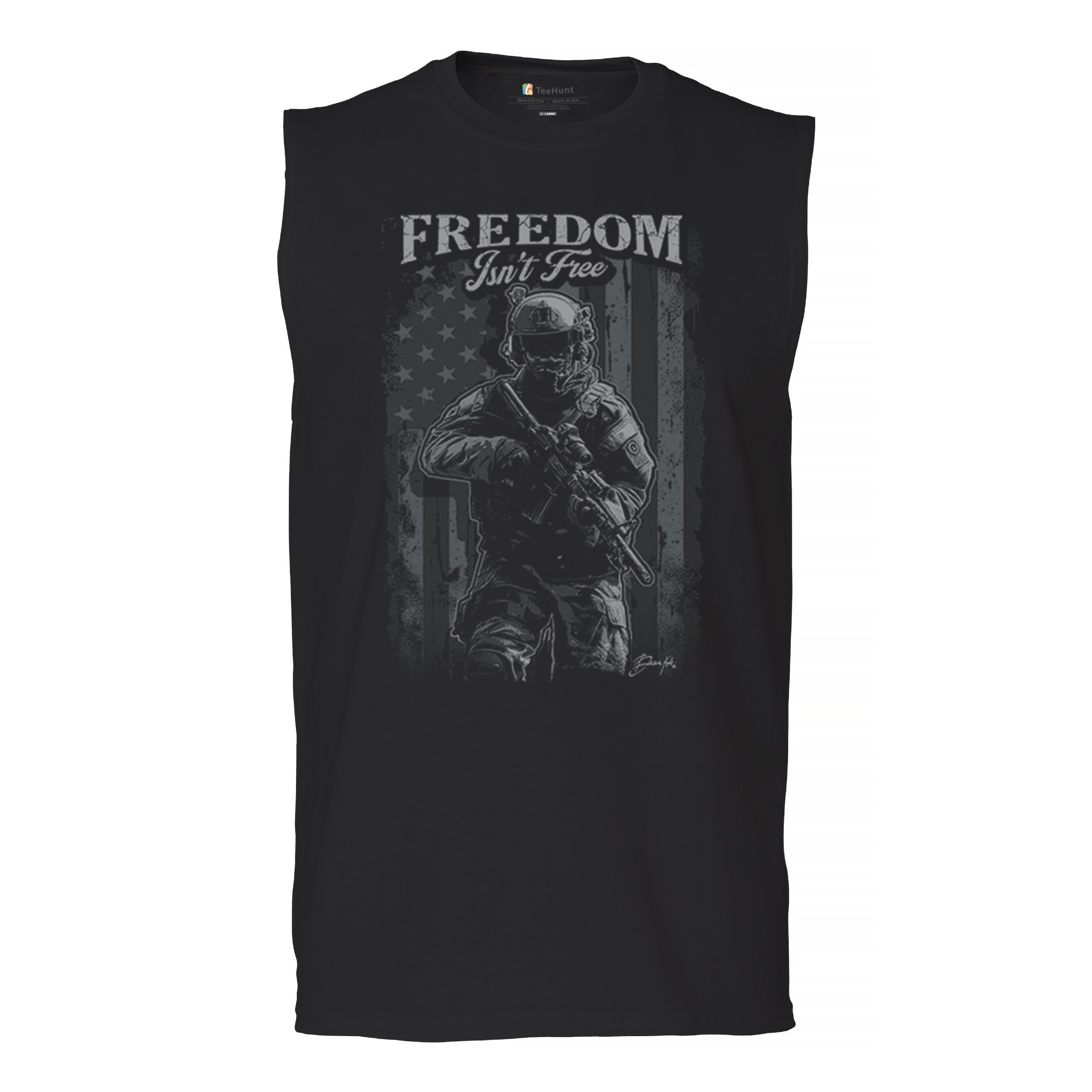 Freedom Isn’t Free Muscle Shirt American Hero Patriotic Soldier DD 214 Men’s