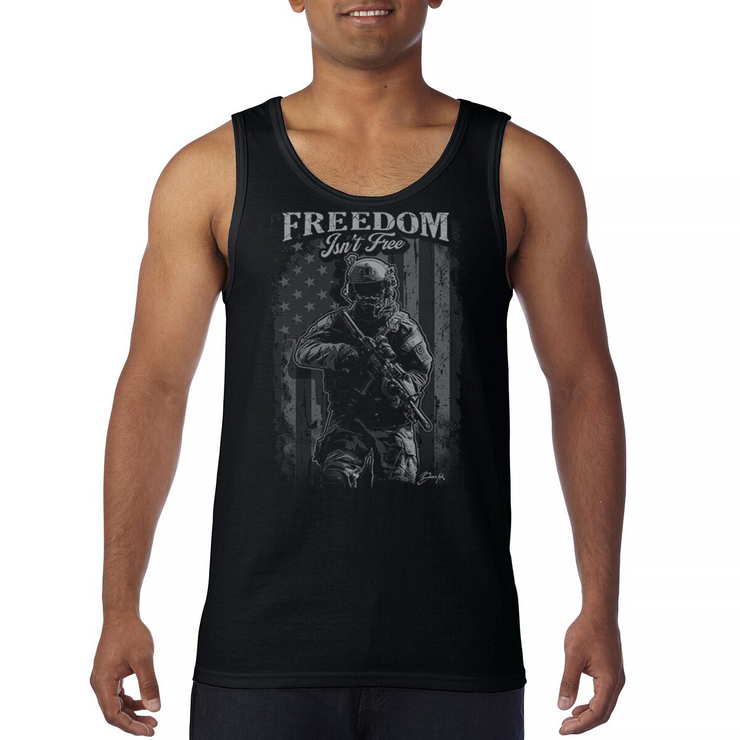 Freedom Isn’t Free Tank Top American Hero Patriotic Soldier DD 214 Men’s Top