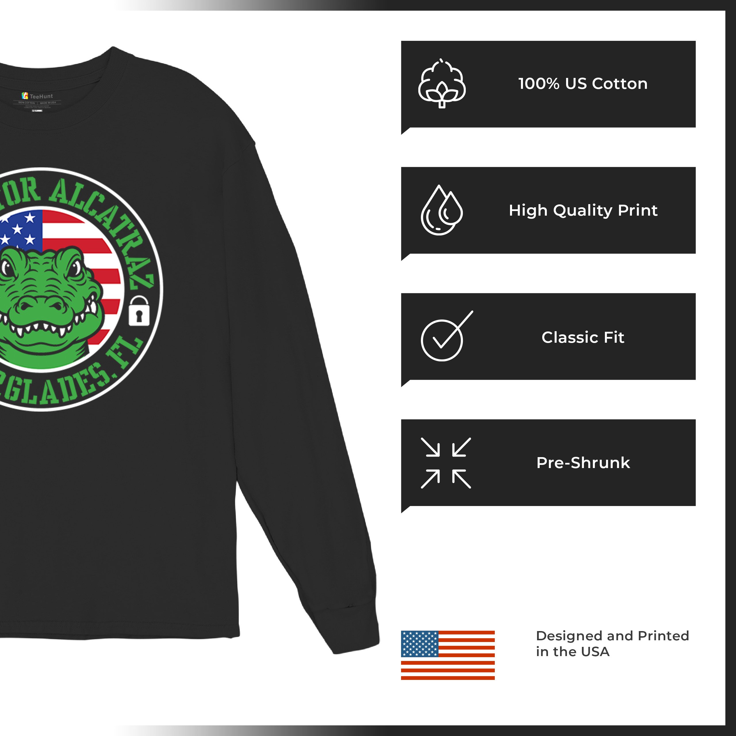 Alligator Alcatraz Everglades FL Long Sleeve T-shirt Immigration Prison ICE - Picture 7 of 43