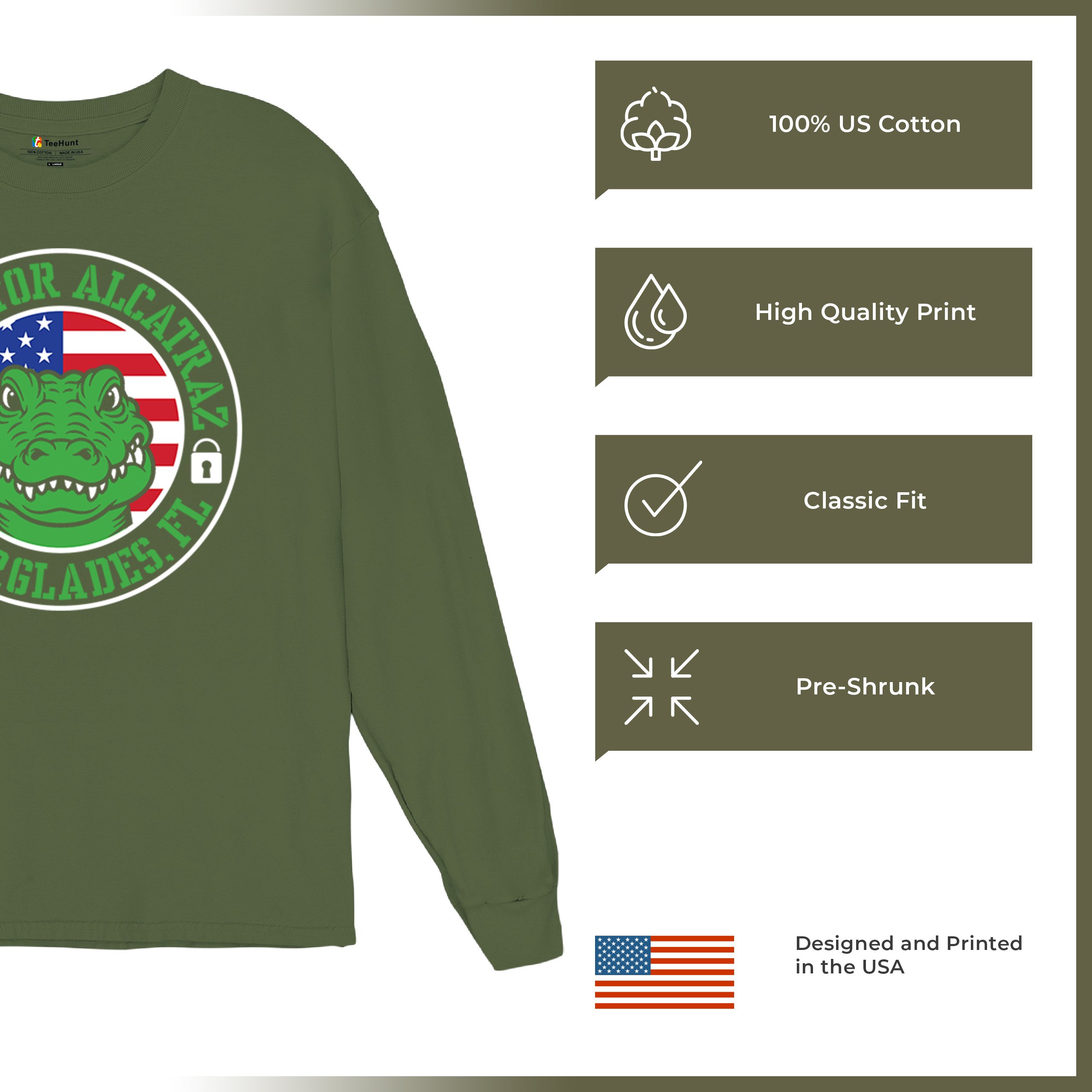 Alligator Alcatraz Everglades FL Long Sleeve T-shirt Immigration Prison ICE - Picture 35 of 43