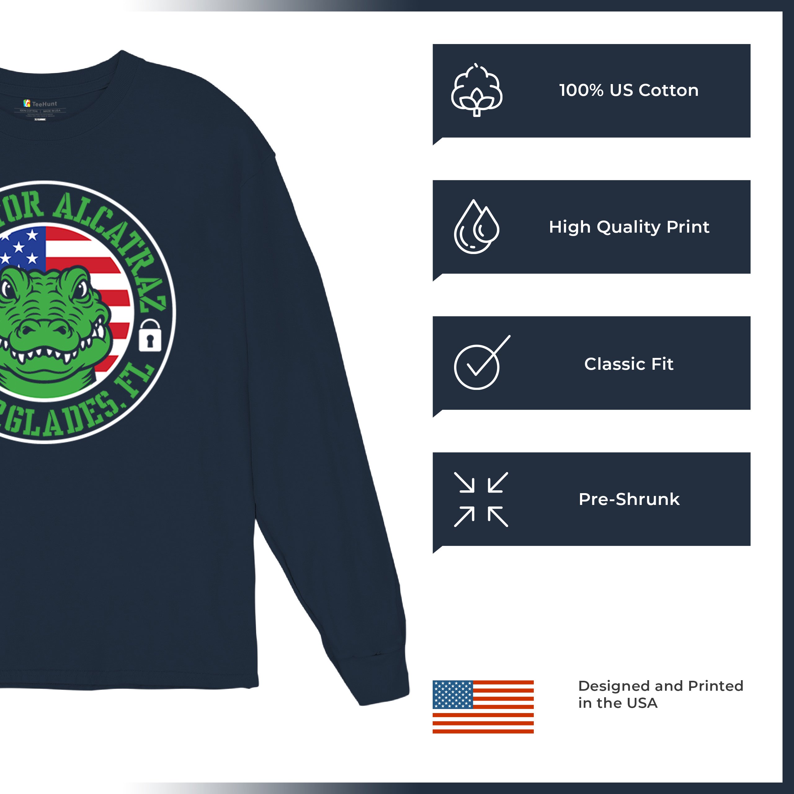 Alligator Alcatraz Everglades FL Long Sleeve T-shirt Immigration Prison ICE - Picture 28 of 43