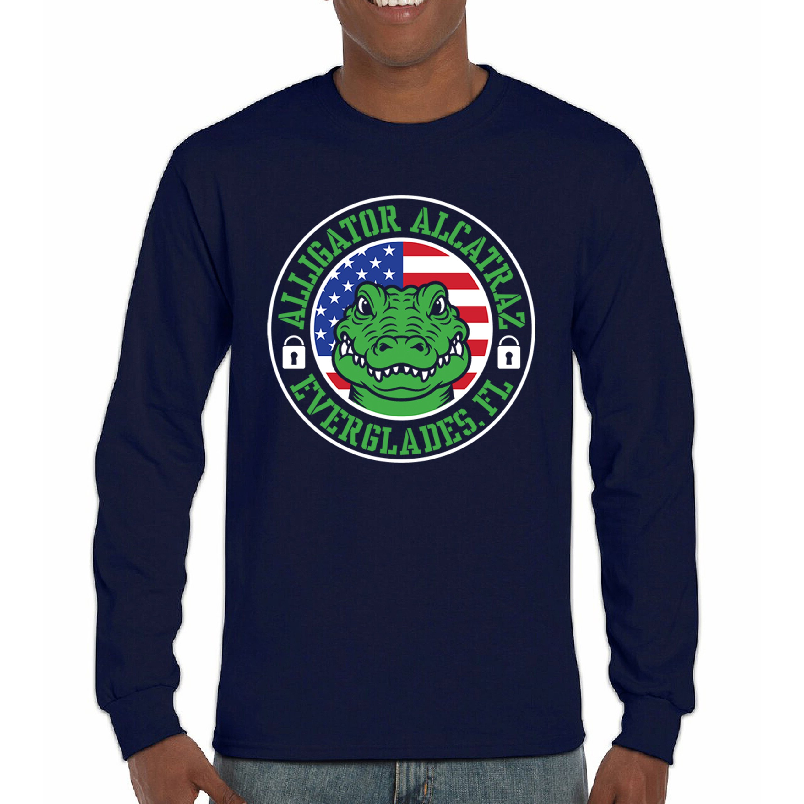 Alligator Alcatraz Everglades FL Long Sleeve T-shirt Immigration Prison ICE - Picture 23 of 43