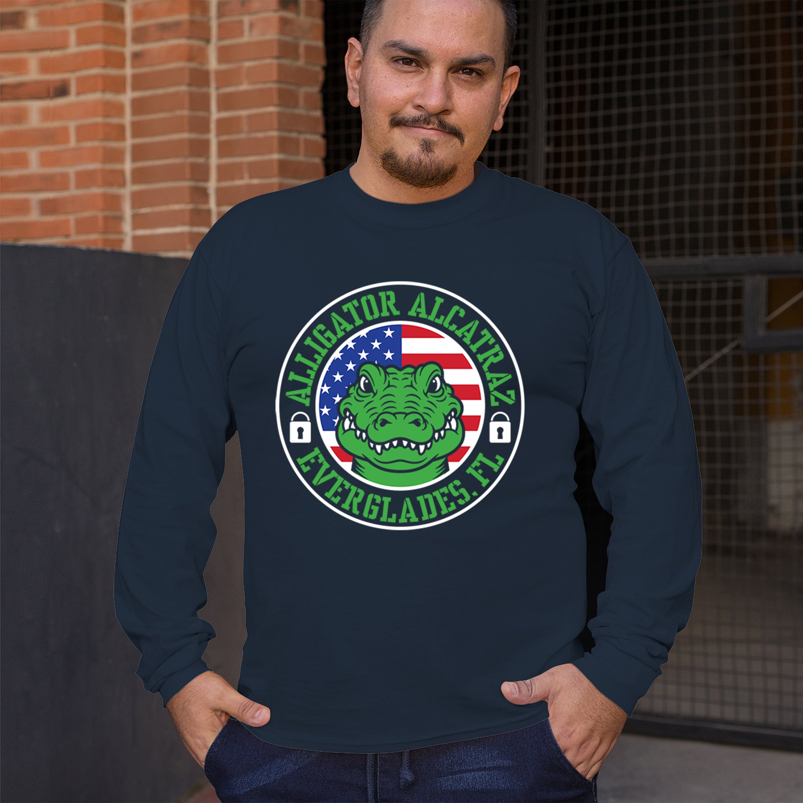 Alligator Alcatraz Everglades FL Long Sleeve T-shirt Immigration Prison ICE - Picture 26 of 43