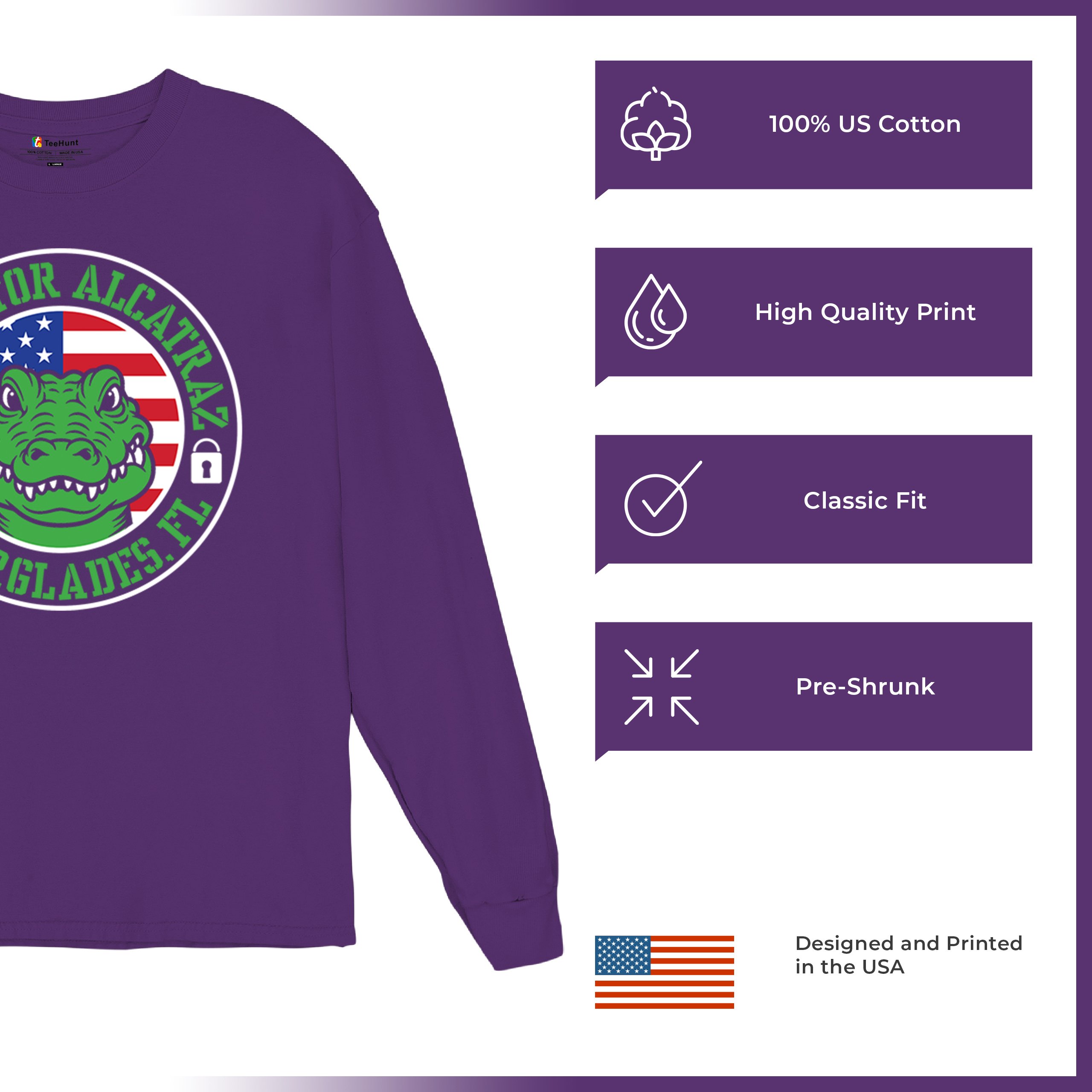 Alligator Alcatraz Everglades FL Long Sleeve T-shirt Immigration Prison ICE - Picture 14 of 43