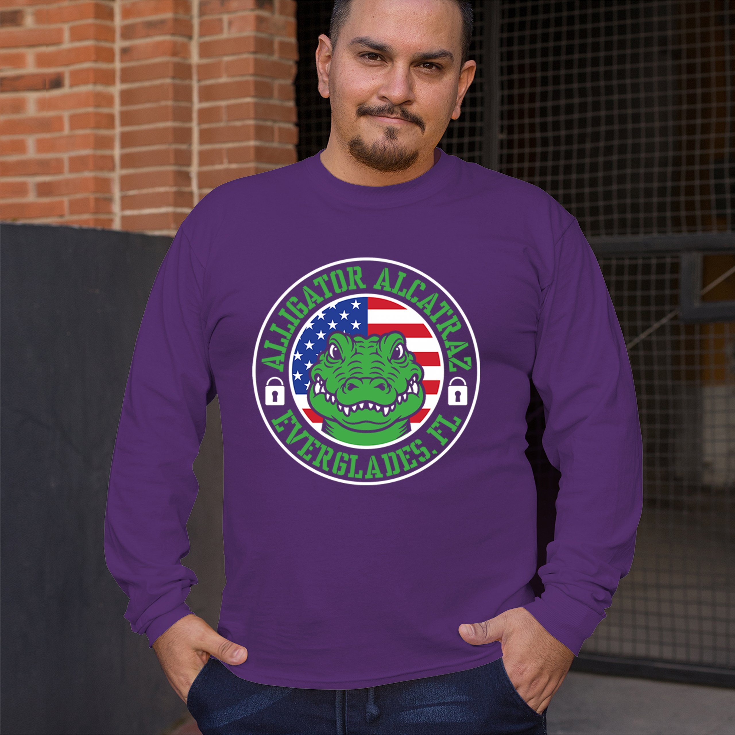 Alligator Alcatraz Everglades FL Long Sleeve T-shirt Immigration Prison ICE - Picture 12 of 43