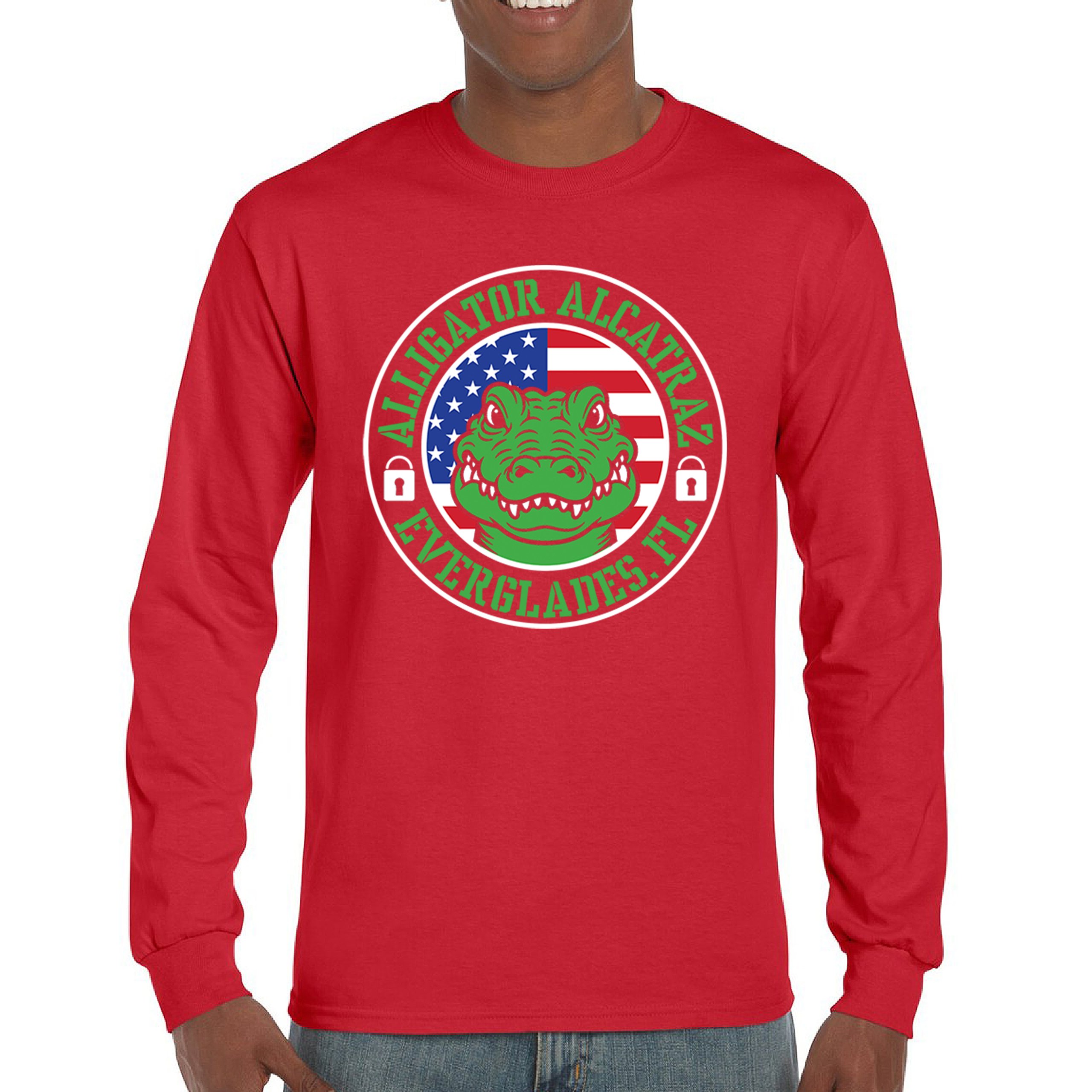 Alligator Alcatraz Everglades FL Long Sleeve T-shirt Immigration Prison ICE - Picture 16 of 43
