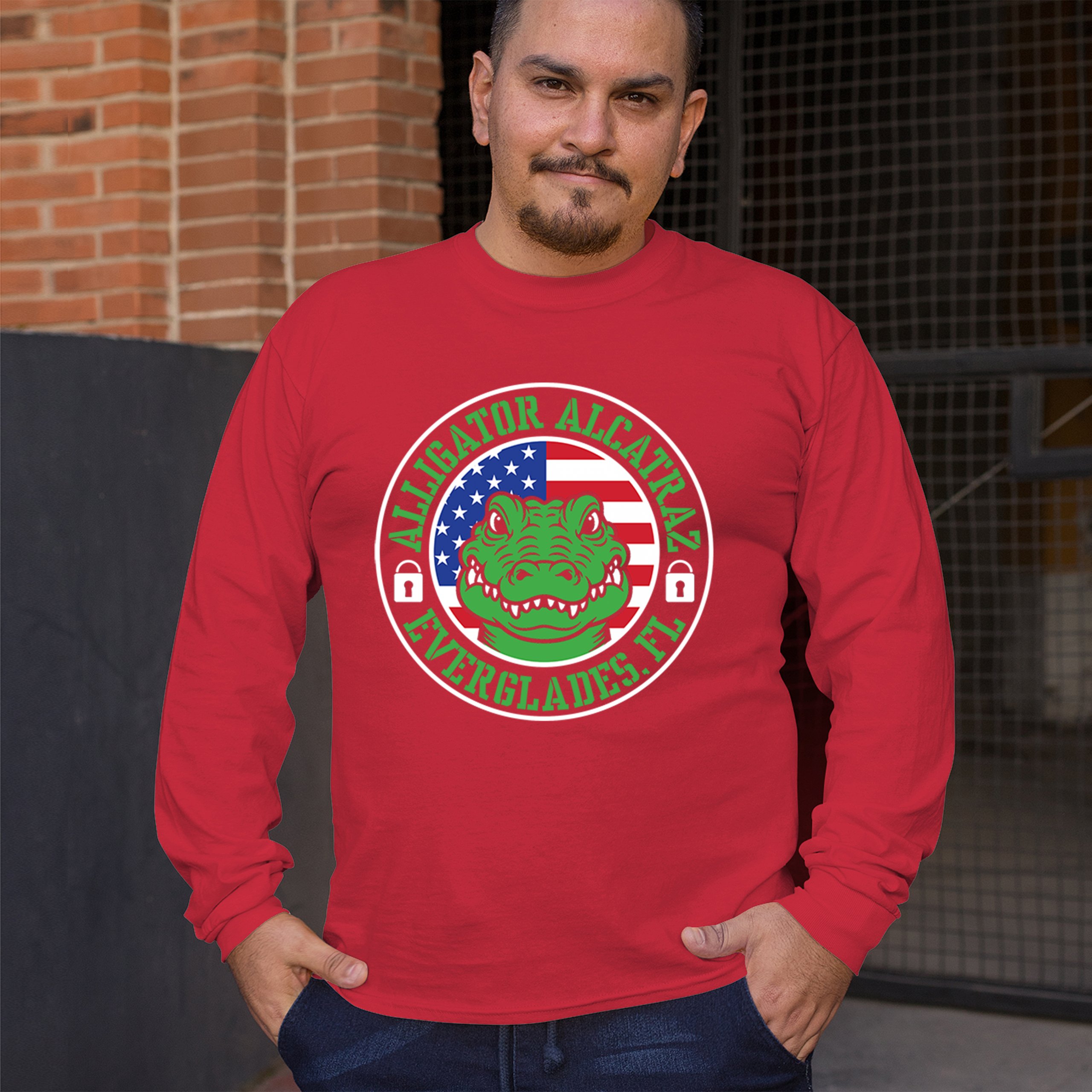 Alligator Alcatraz Everglades FL Long Sleeve T-shirt Immigration Prison ICE - Picture 19 of 43