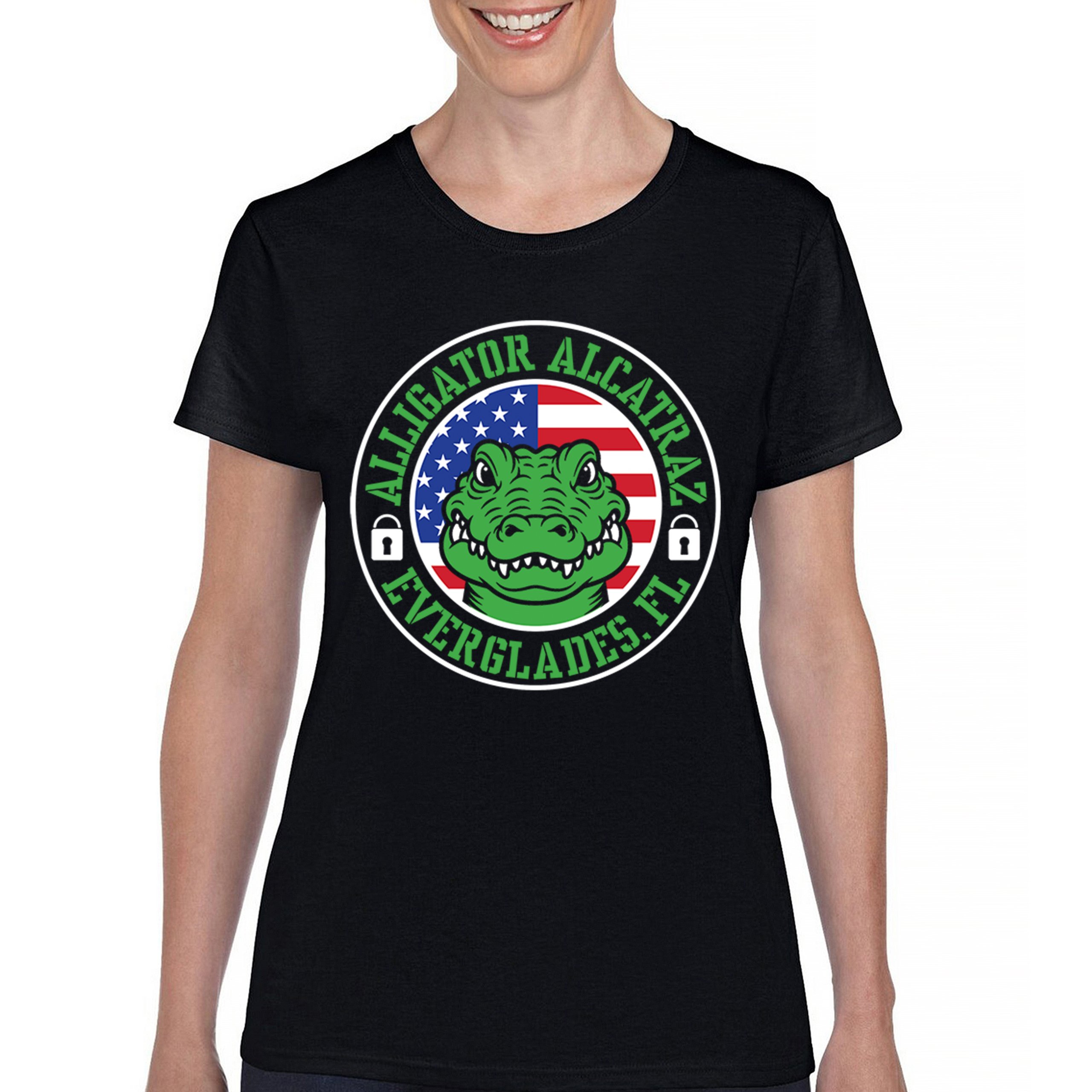 Alligator Alcatraz Everglades FL T-Shirt Immigration Prison ICE Women's Tee - Picture 2 of 22