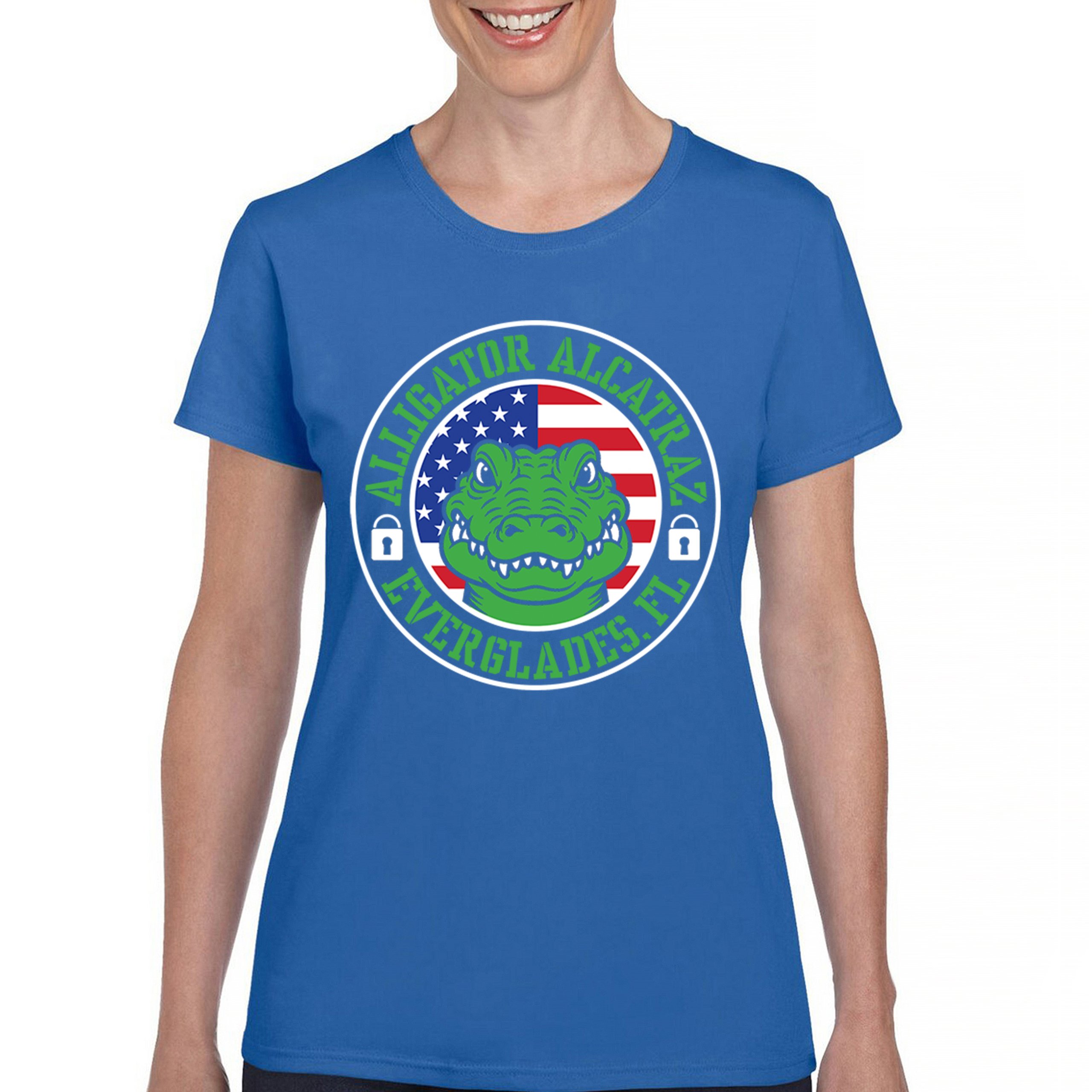 Alligator Alcatraz Everglades FL T-Shirt Immigration Prison ICE Women's Tee - Picture 16 of 22