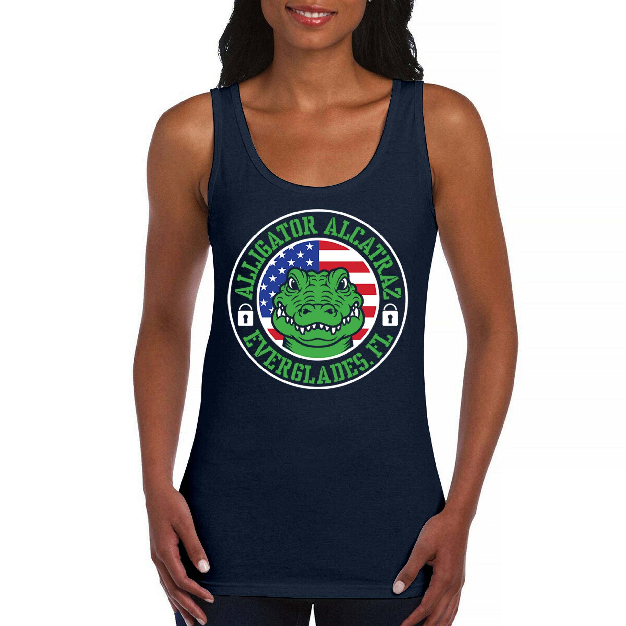 Alligator Alcatraz Everglades FL Women's Tank Top Immigration Prison ICE - Picture 16 of 22