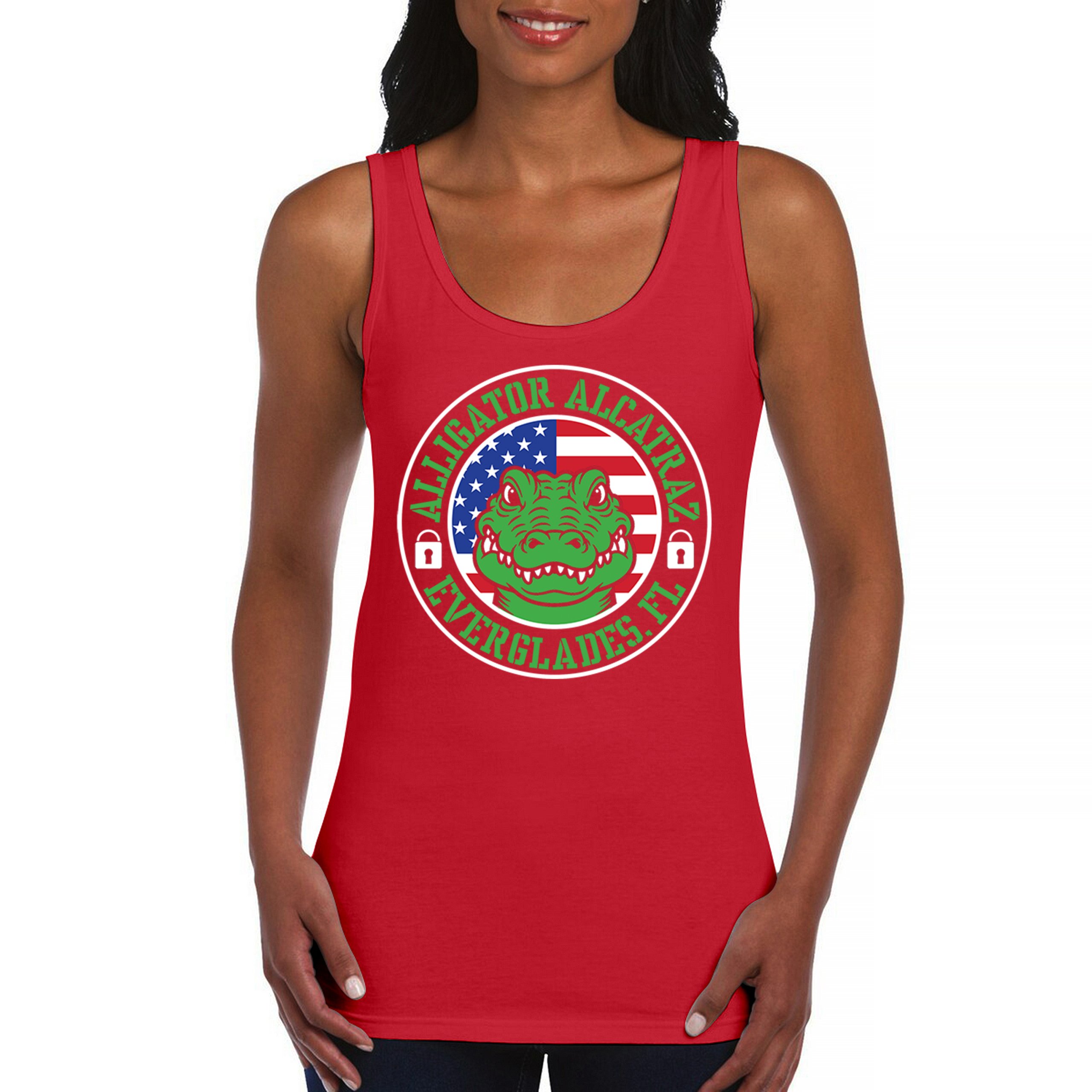 Alligator Alcatraz Everglades FL Women's Tank Top Immigration Prison ICE - Picture 9 of 22