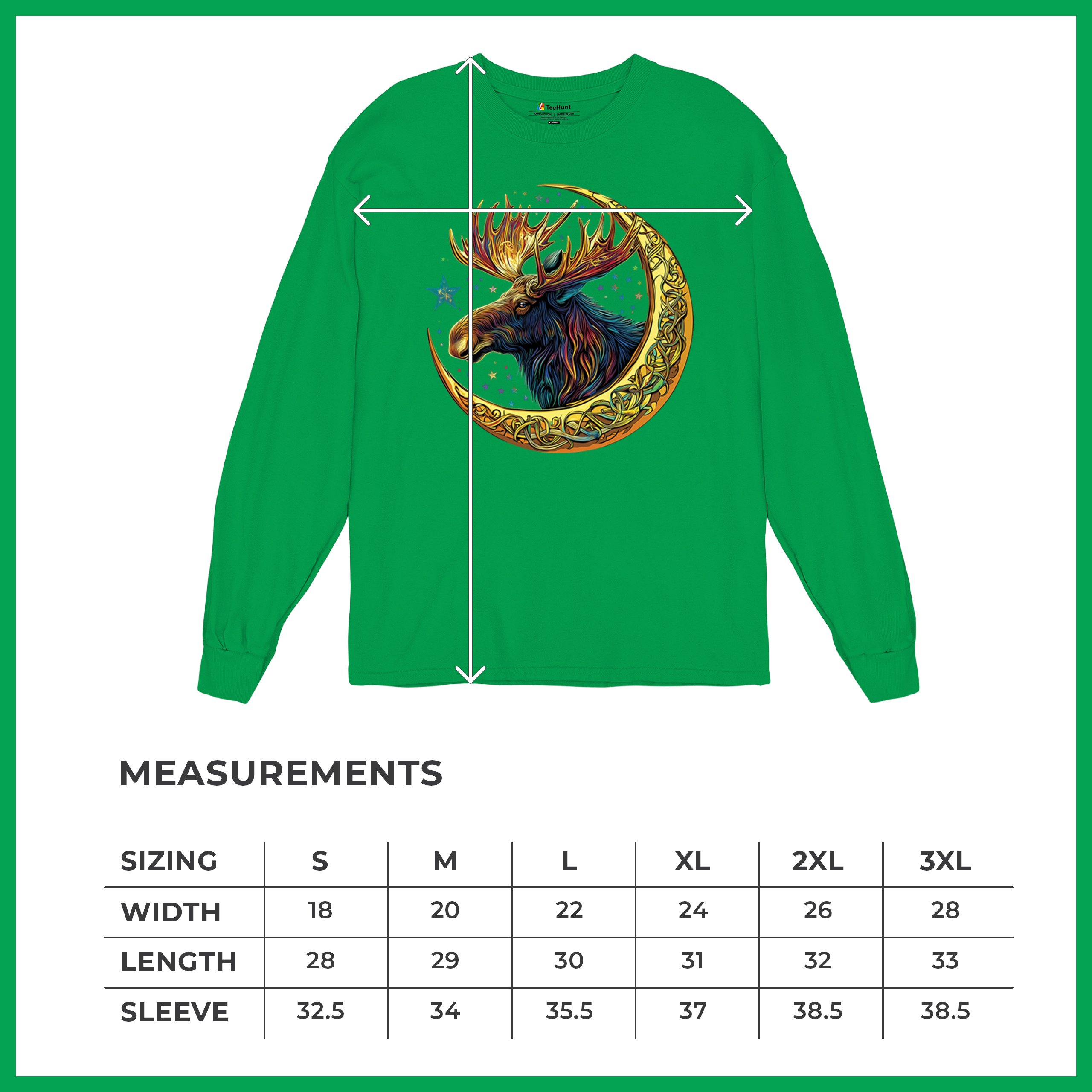 Celtic Moon Moose Long Sleeve T-shirt Mystical Beast Majestic Cosmic Wildlife - Picture 50 of 78