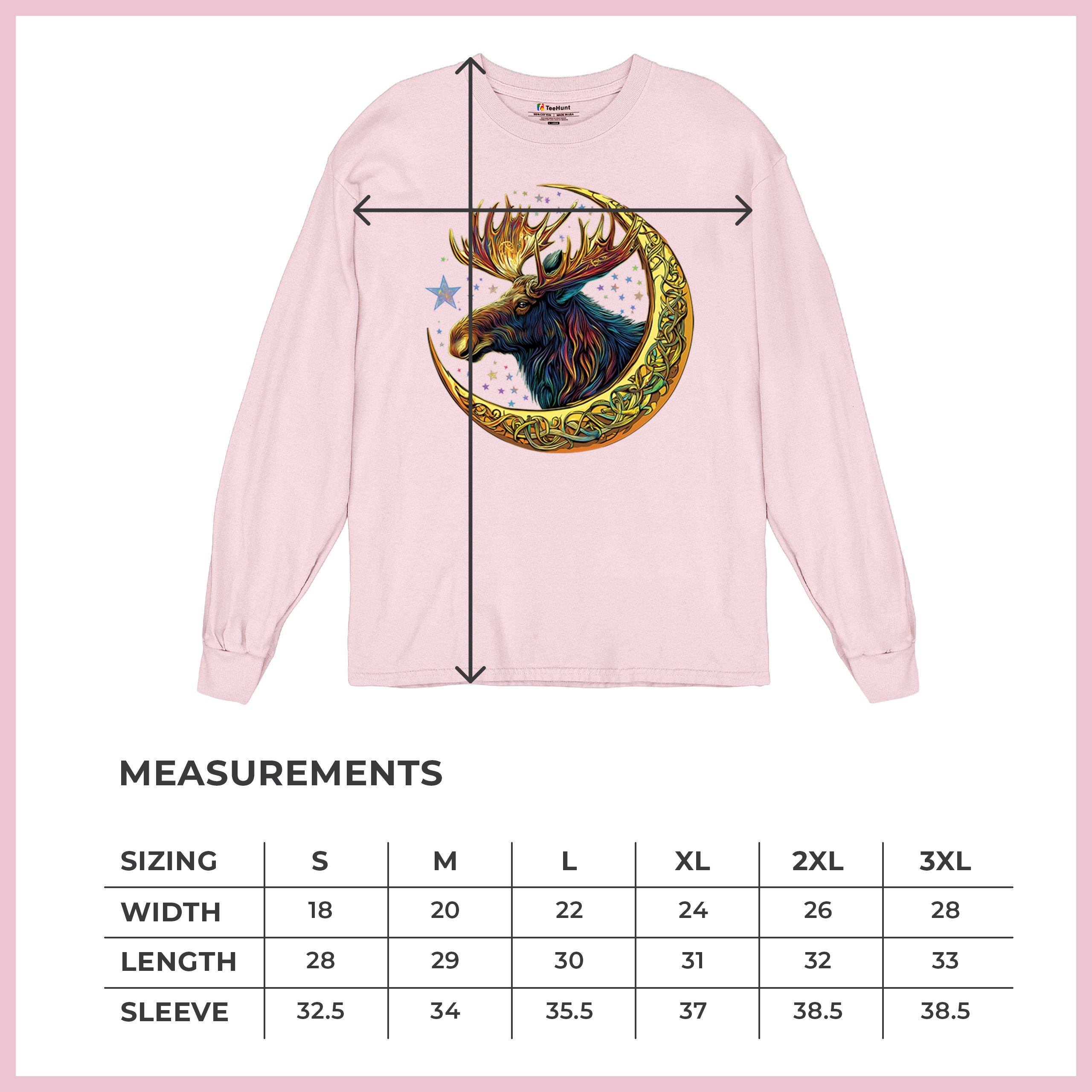 Celtic Moon Moose Long Sleeve T-shirt Mystical Beast Majestic Cosmic Wildlife - Picture 78 of 78