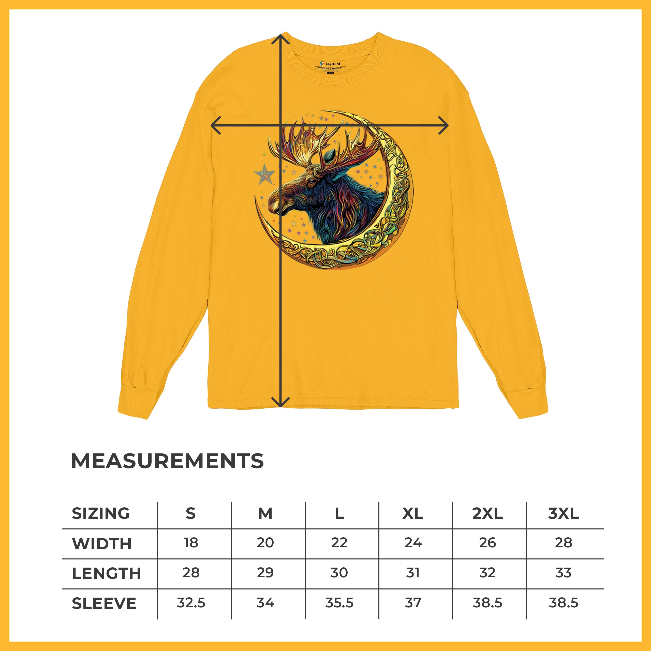 Celtic Moon Moose Long Sleeve T-shirt Mystical Beast Majestic Cosmic Wildlife - Picture 71 of 78