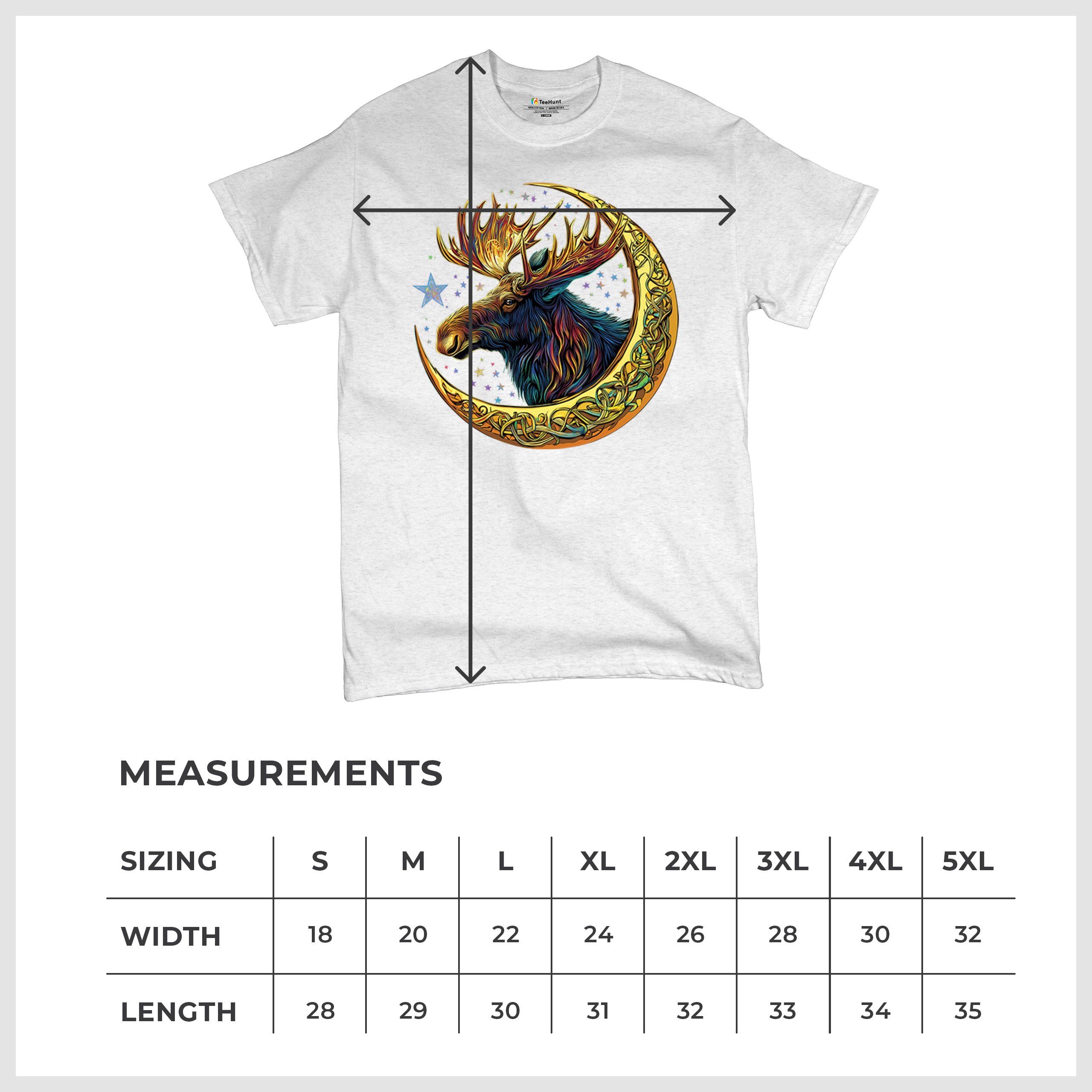 Celtic Moon Moose T-shirt Mystical Beast Majestic Cosmic Wildlife Men's Tee - Picture 71 of 113