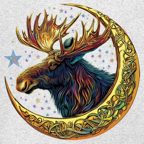 Celtic Moon Moose T-shirt Mystical Beast Majestic Cosmic Wildlife Men's Tee - Picture 67 of 113