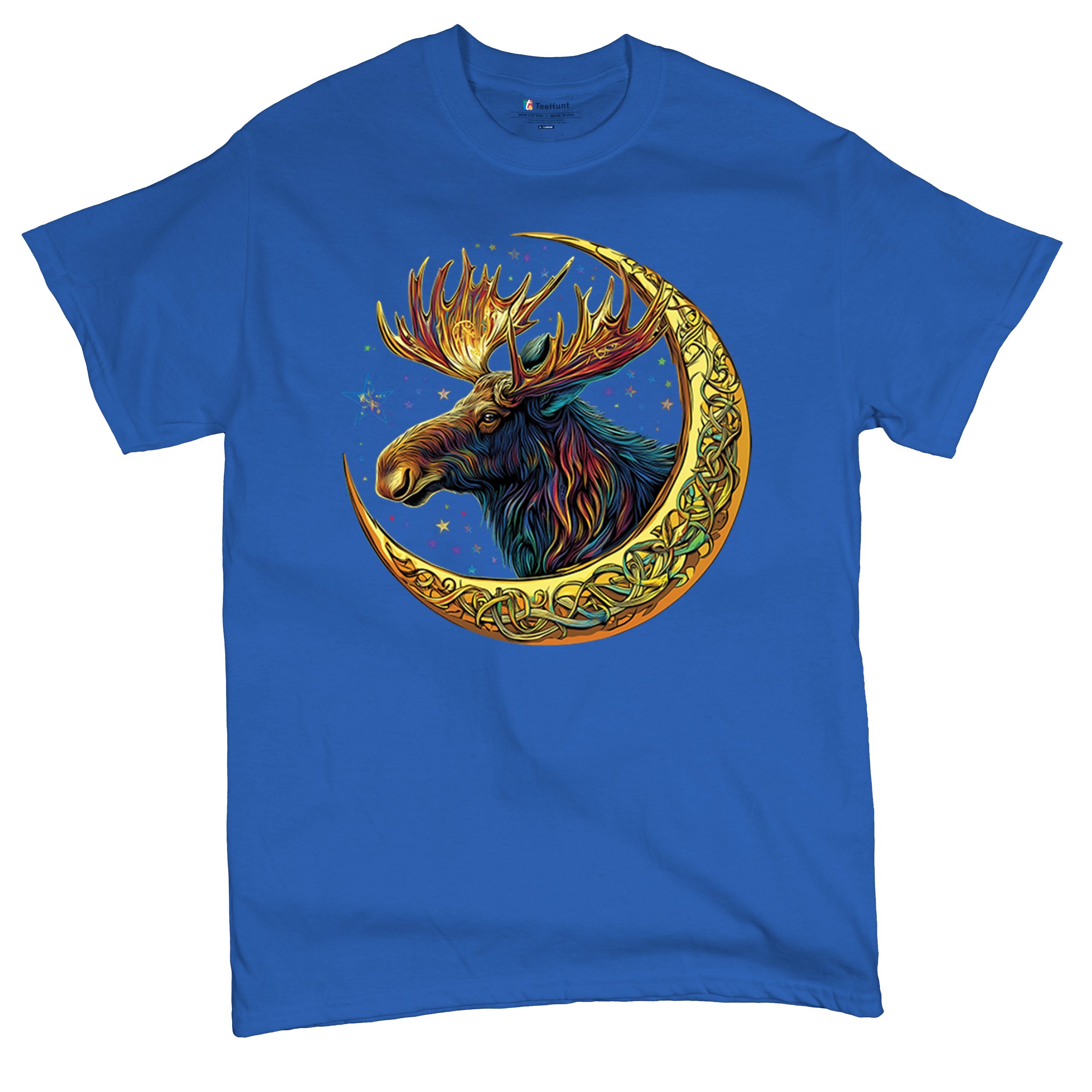 Celtic Moon Moose T-shirt Mystical Beast Majestic Cosmic Wildlife Men's Tee - Picture 104 of 113