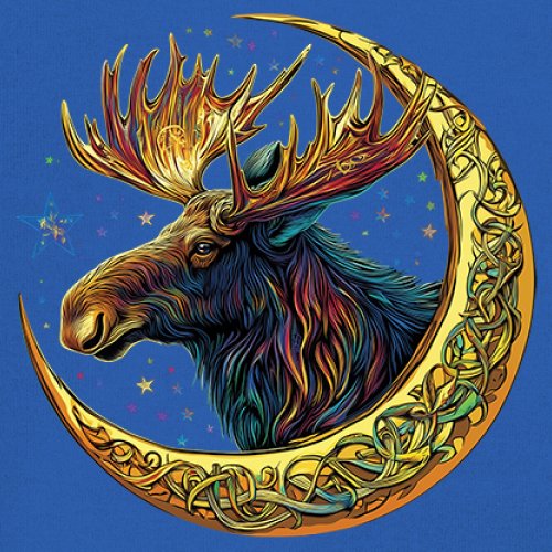 Celtic Moon Moose T-shirt Mystical Beast Majestic Cosmic Wildlife Men's Tee - Picture 102 of 113