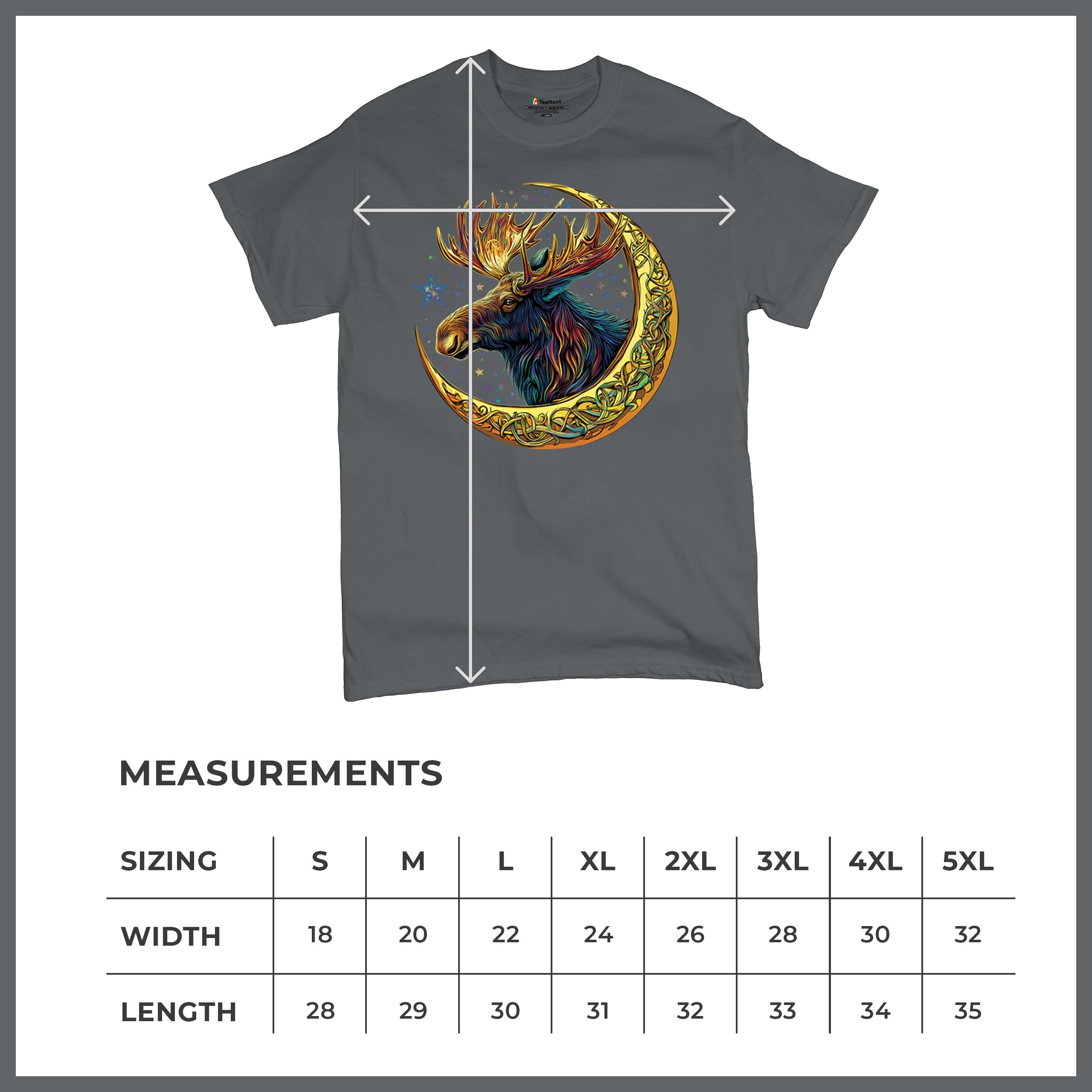 Celtic Moon Moose T-shirt Mystical Beast Majestic Cosmic Wildlife Men's Tee - Picture 85 of 113