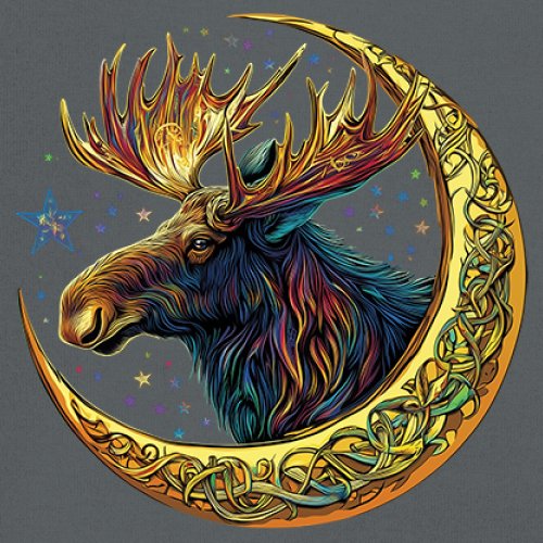 Celtic Moon Moose T-shirt Mystical Beast Majestic Cosmic Wildlife Men's Tee - Picture 81 of 113