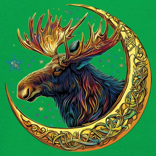 Celtic Moon Moose T-shirt Mystical Beast Majestic Cosmic Wildlife Men's Tee - Picture 60 of 113