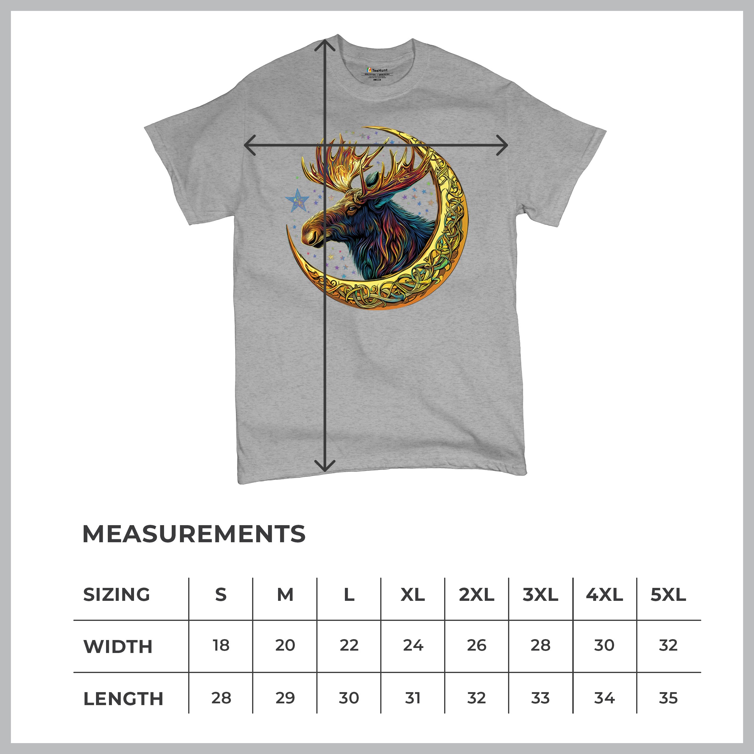 Celtic Moon Moose T-shirt Mystical Beast Majestic Cosmic Wildlife Men's Tee - Picture 15 of 113