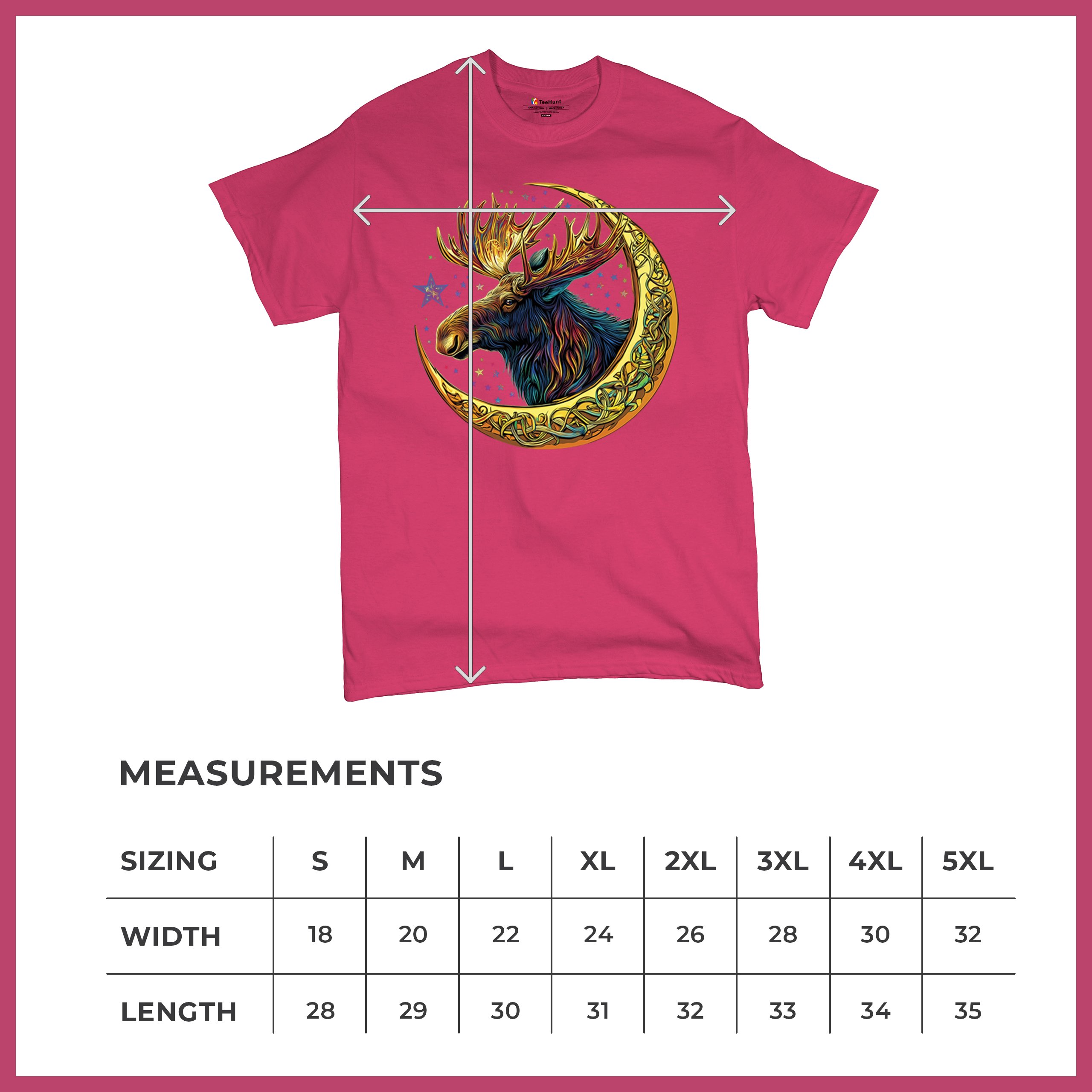 Celtic Moon Moose T-shirt Mystical Beast Majestic Cosmic Wildlife Men's Tee - Picture 29 of 113