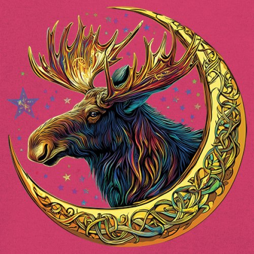 Celtic Moon Moose T-shirt Mystical Beast Majestic Cosmic Wildlife Men's Tee - Picture 25 of 113