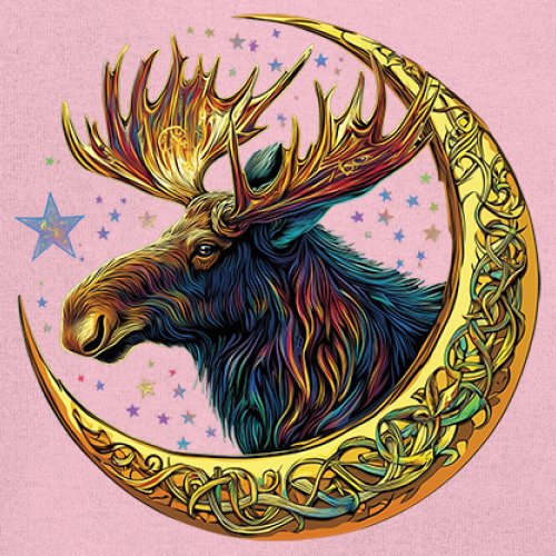 Celtic Moon Moose T-shirt Mystical Beast Majestic Cosmic Wildlife Men's Tee - Picture 88 of 113
