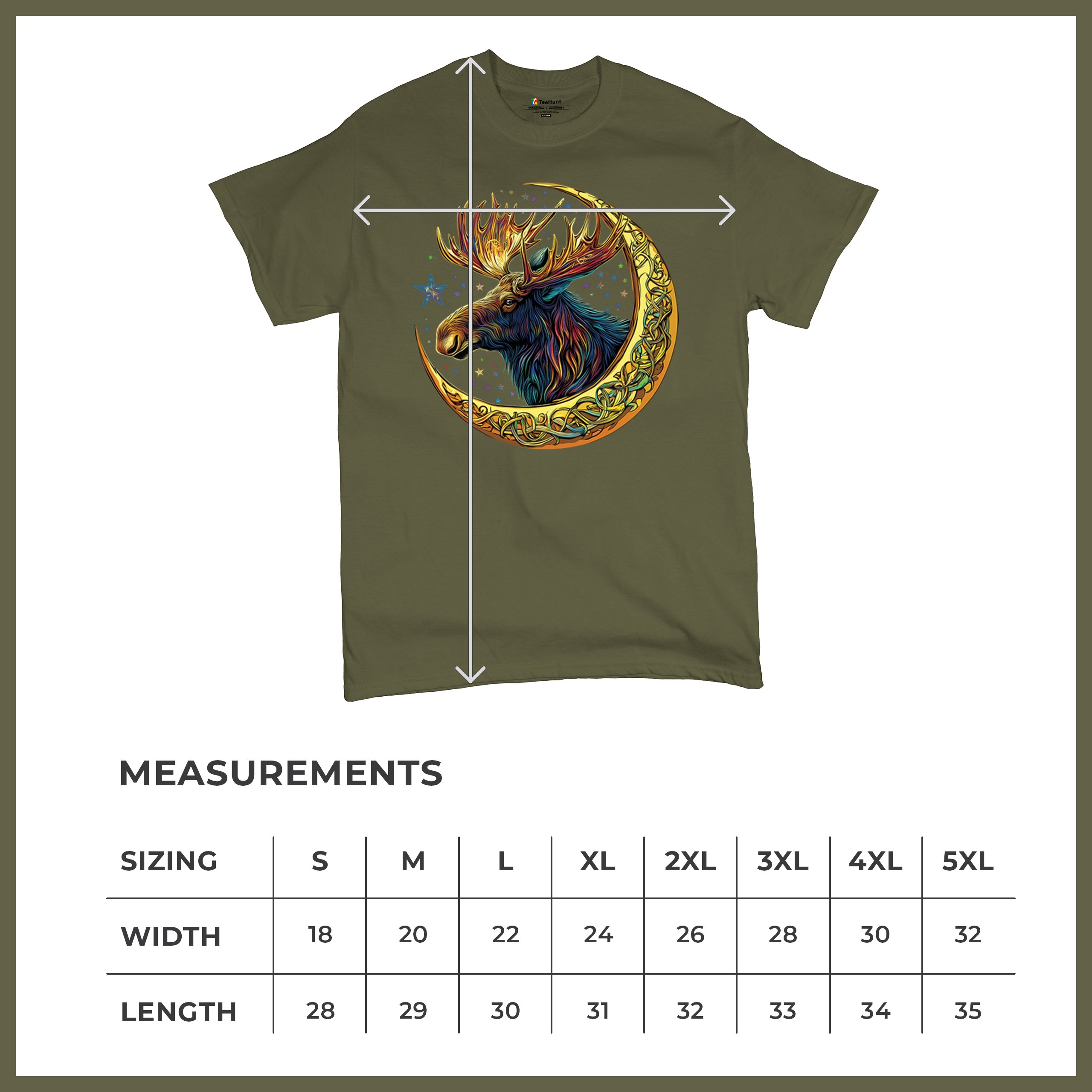 Celtic Moon Moose T-shirt Mystical Beast Majestic Cosmic Wildlife Men's Tee - Picture 99 of 113