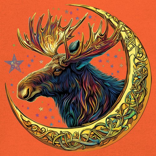 Celtic Moon Moose T-shirt Mystical Beast Majestic Cosmic Wildlife Men's Tee - Picture 18 of 113