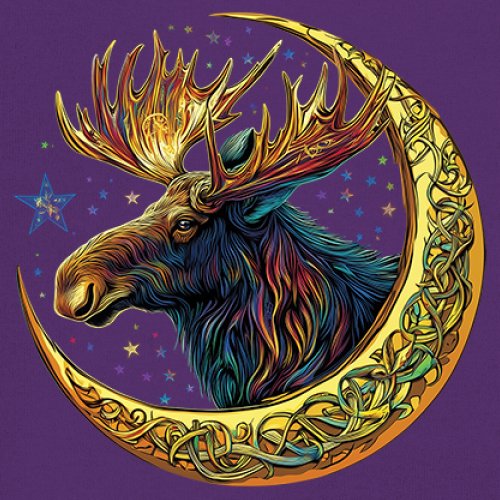 Celtic Moon Moose T-shirt Mystical Beast Majestic Cosmic Wildlife Men's Tee - Picture 32 of 113