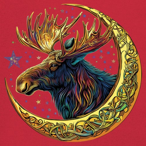 Celtic Moon Moose T-shirt Mystical Beast Majestic Cosmic Wildlife Men's Tee - Picture 39 of 113