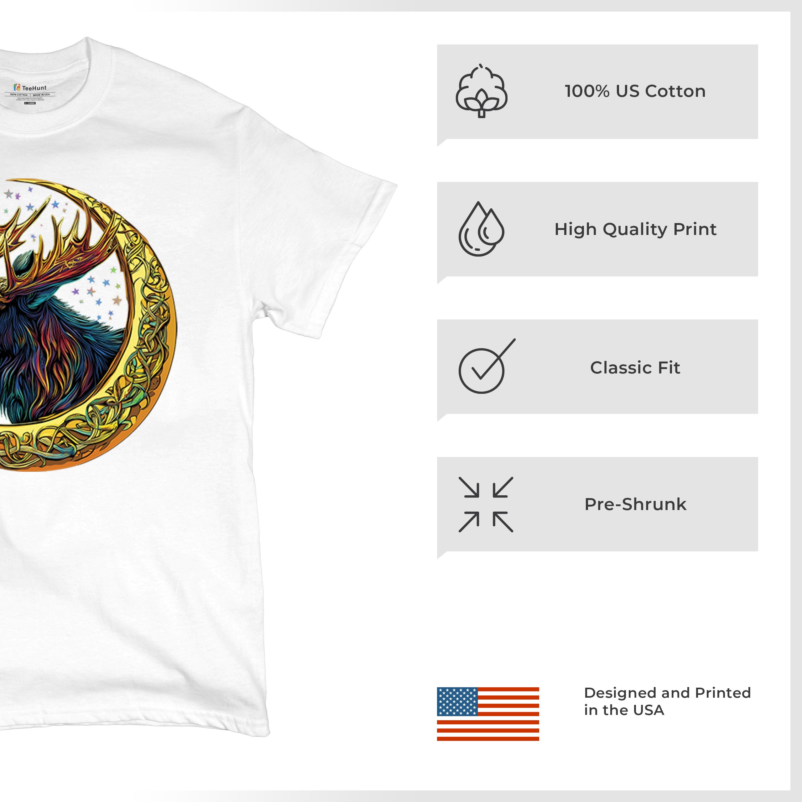 Celtic Moon Moose T-shirt Mystical Beast Majestic Cosmic Wildlife Men's Tee - Picture 49 of 113