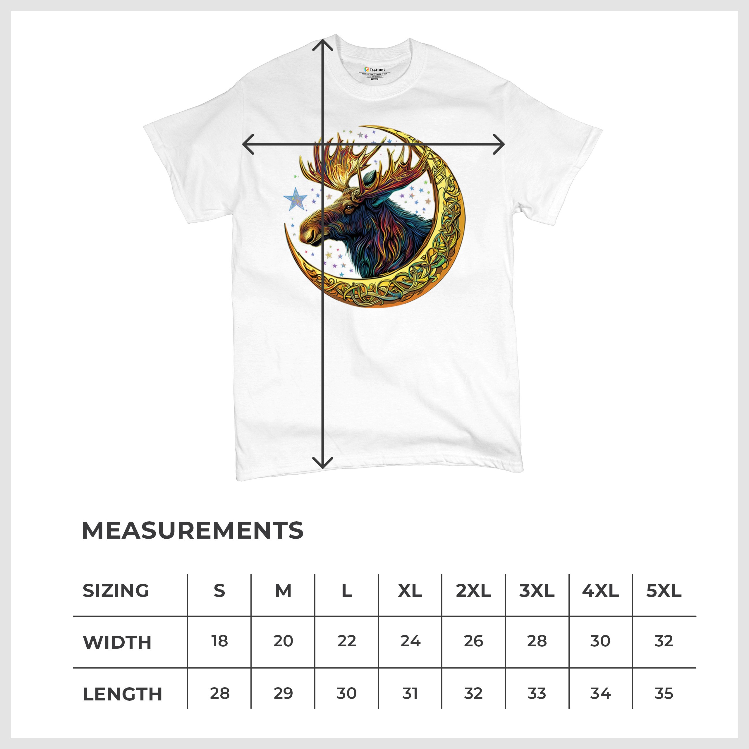 Celtic Moon Moose T-shirt Mystical Beast Majestic Cosmic Wildlife Men's Tee - Picture 50 of 113