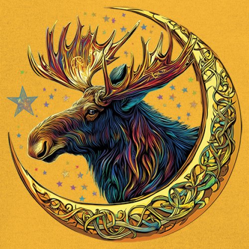 Celtic Moon Moose T-shirt Mystical Beast Majestic Cosmic Wildlife Men's Tee - Picture 109 of 113