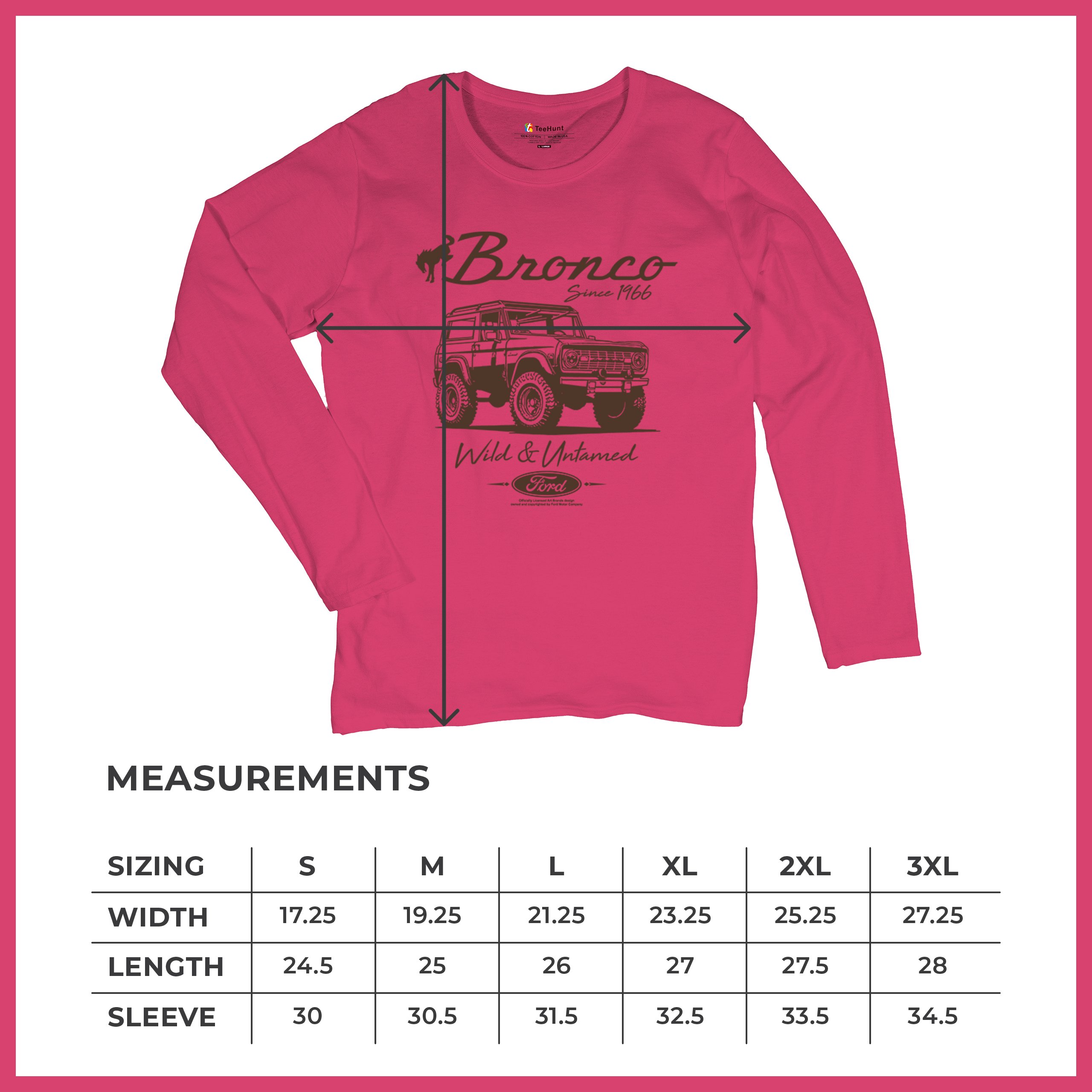 Ford Bronco Wild and Untamed Since 1966 Women's Long Sleeve T-shirt Off-Road