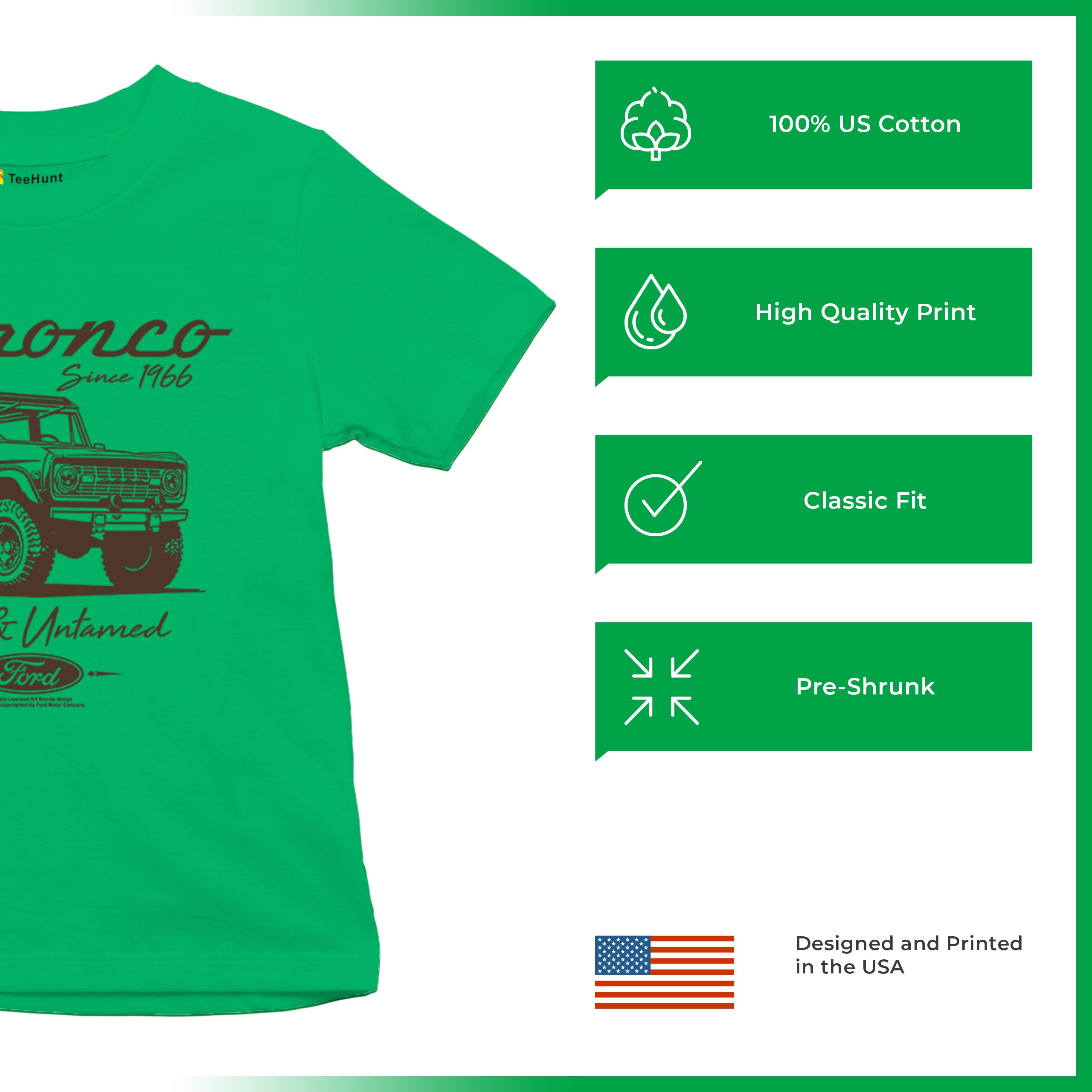 Ford Bronco Wild and Untamed Since 1966 Youth T-shirt Retro Off Road 4x4 Kids - Picture 21 of 36