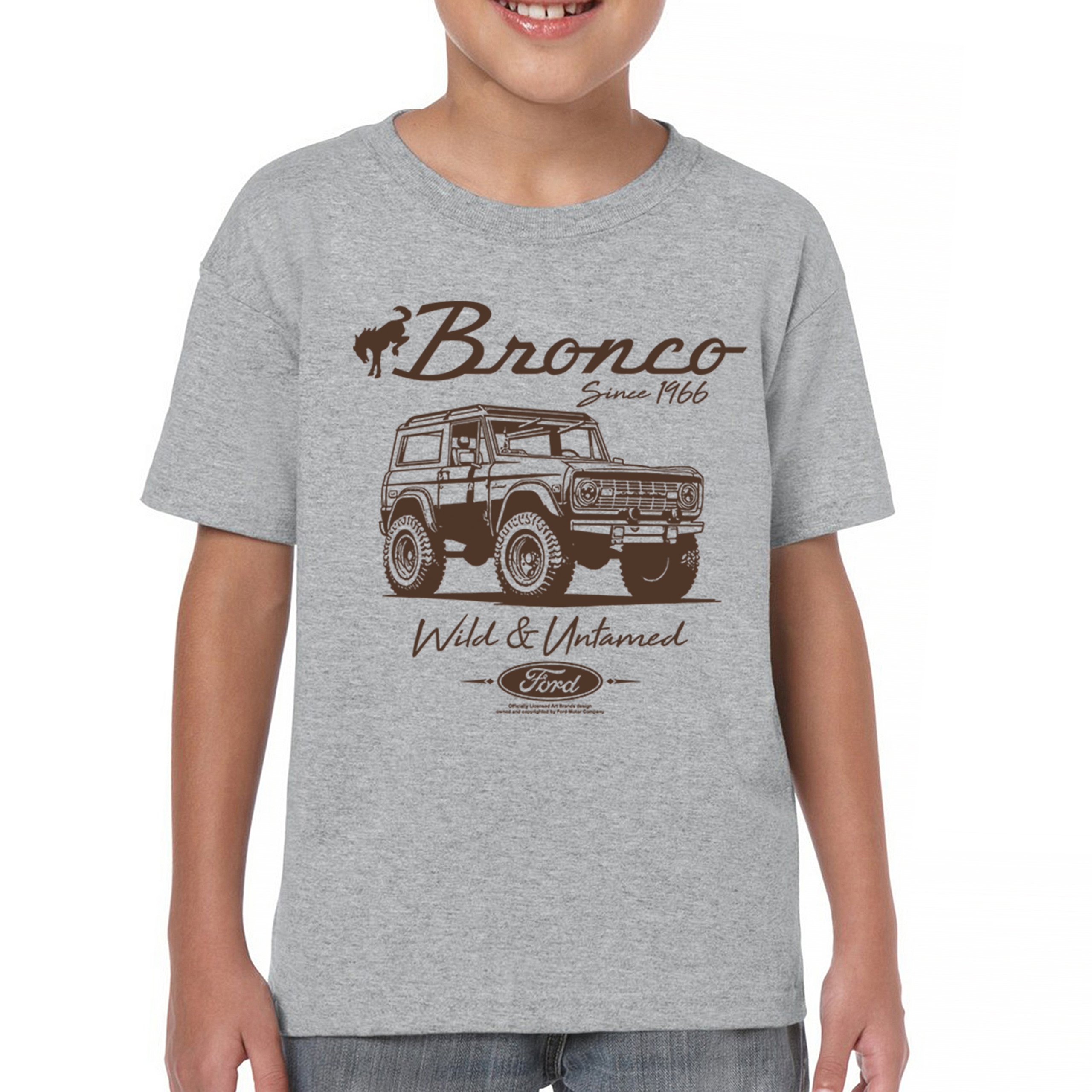 Ford Bronco Wild and Untamed Since 1966 Youth T-shirt Retro Off Road 4x4 Kids - Picture 2 of 36